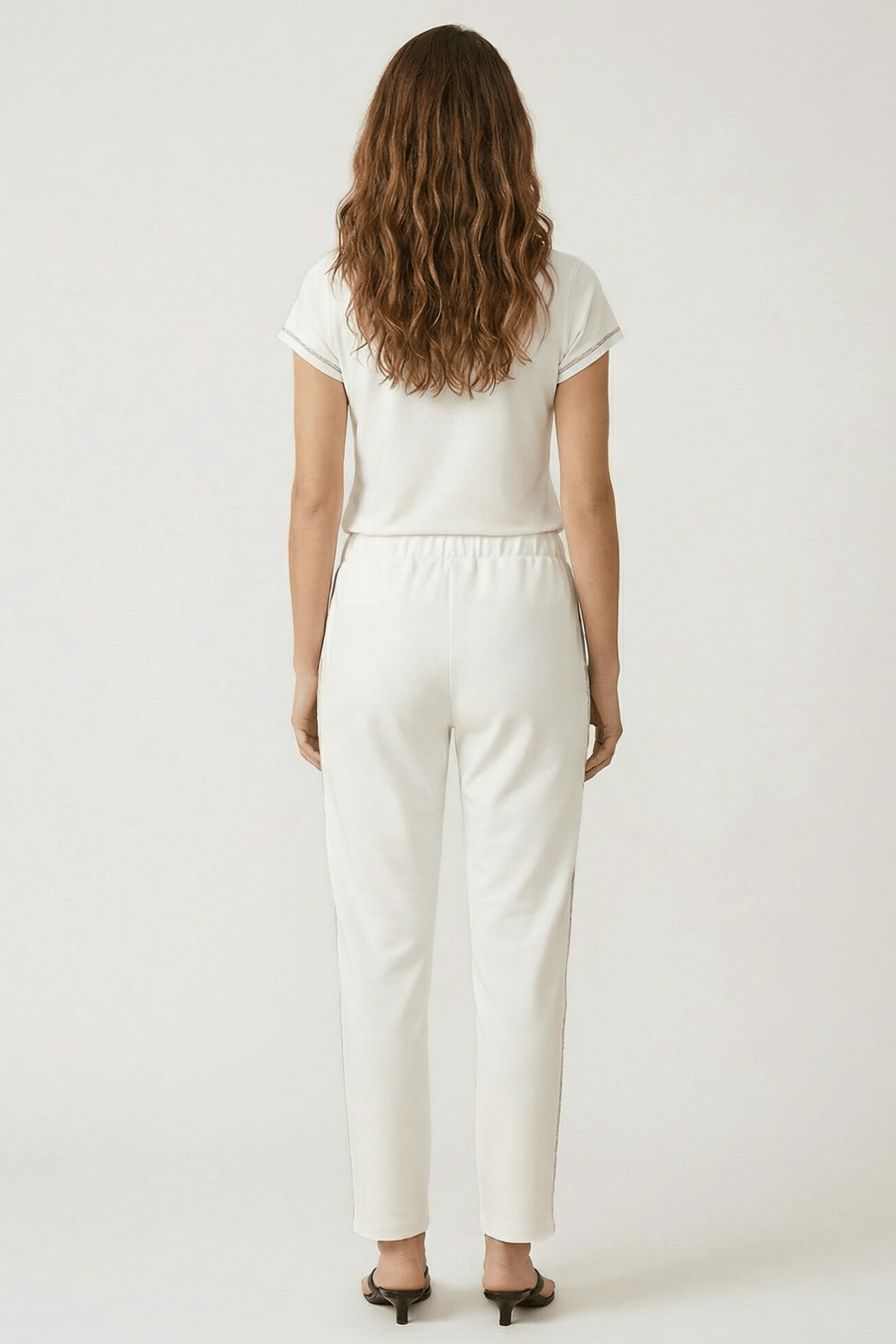 Pantalon blanco algodon con goma y tira de lourex LolitasyL - lolitasyl.com
