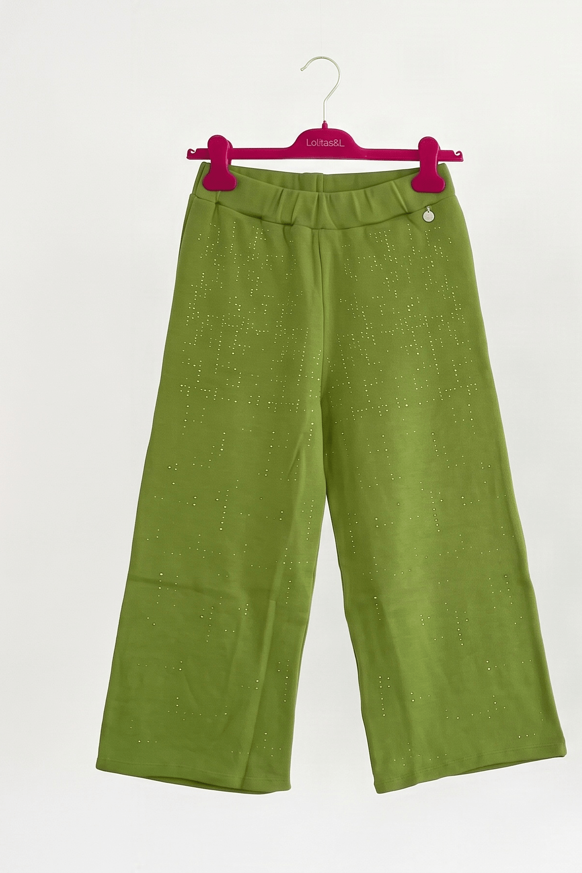 Pantalón de Punto Verde Ancho con Strass Preloved - lolitasyl.com