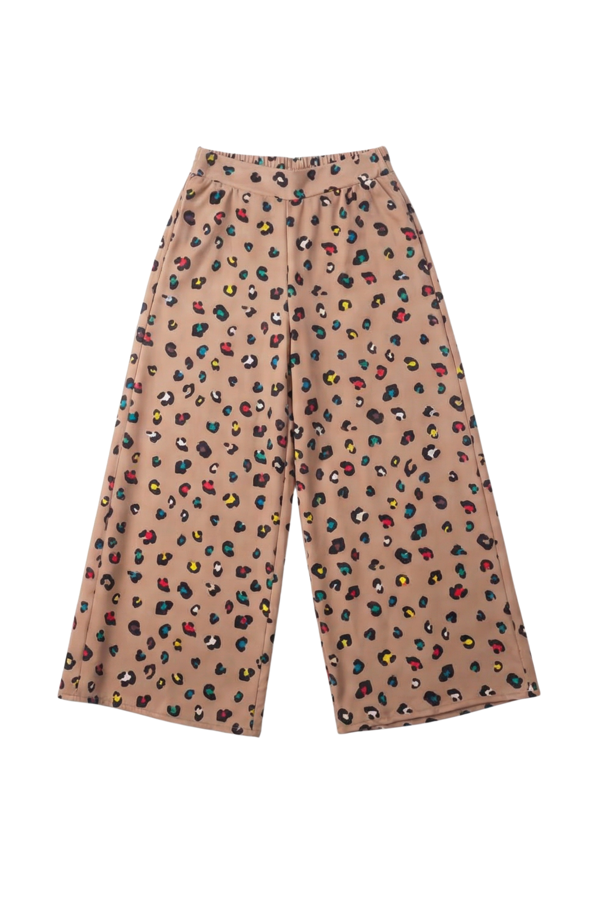 Pantalon estampado animal print beige de pierna ancha Lolitas&L