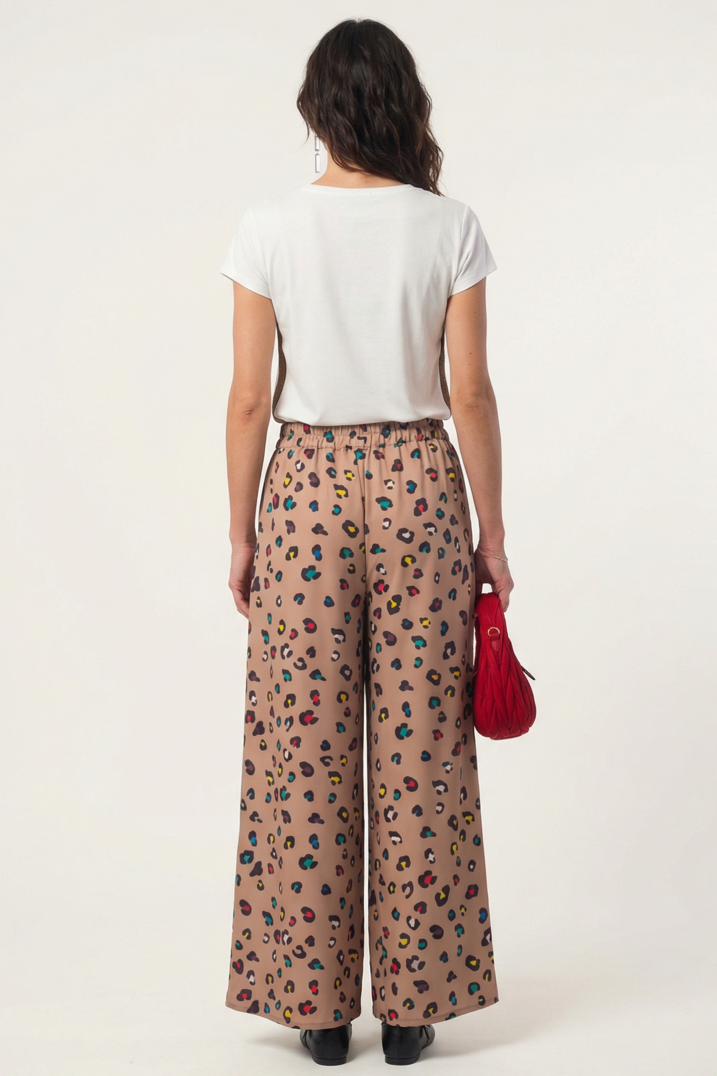 Pantalon estampado animal print beige de pierna ancha Lolitas&L