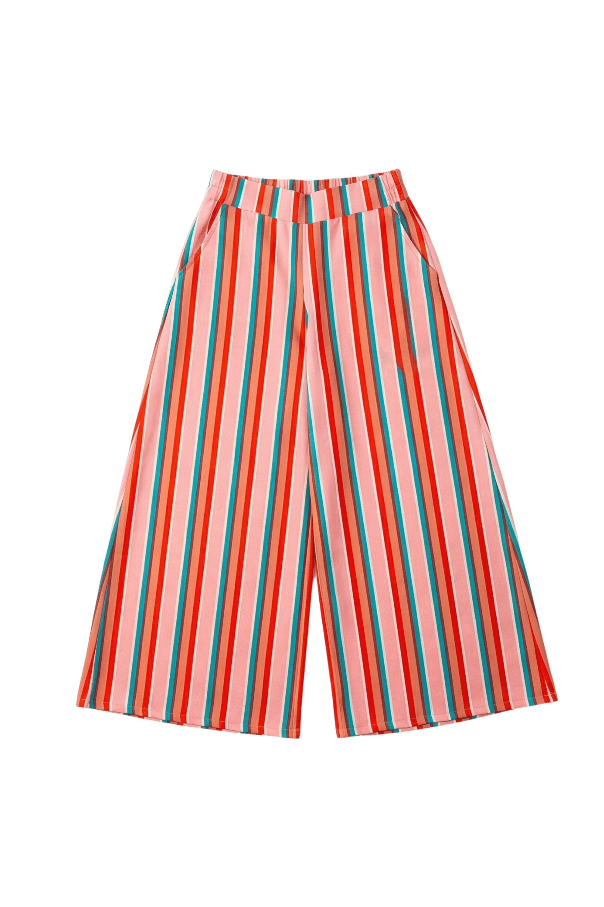 Pantalon estampado rayas tono rosa de pierna ancha Lolitas&L - lolitasyl.com