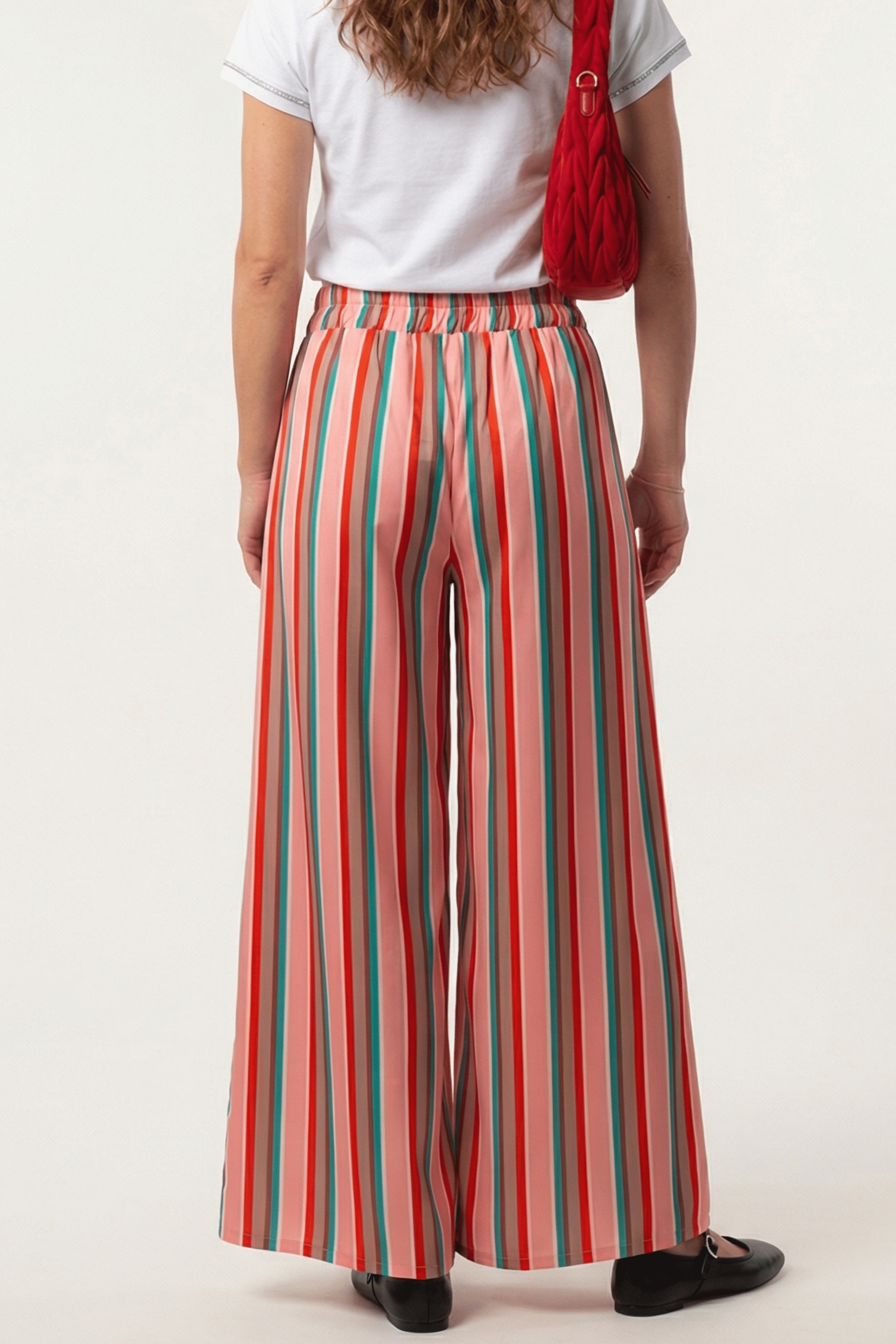 Pantalon estampado rayas tono rosa de pierna ancha Lolitas&L - lolitasyl.com