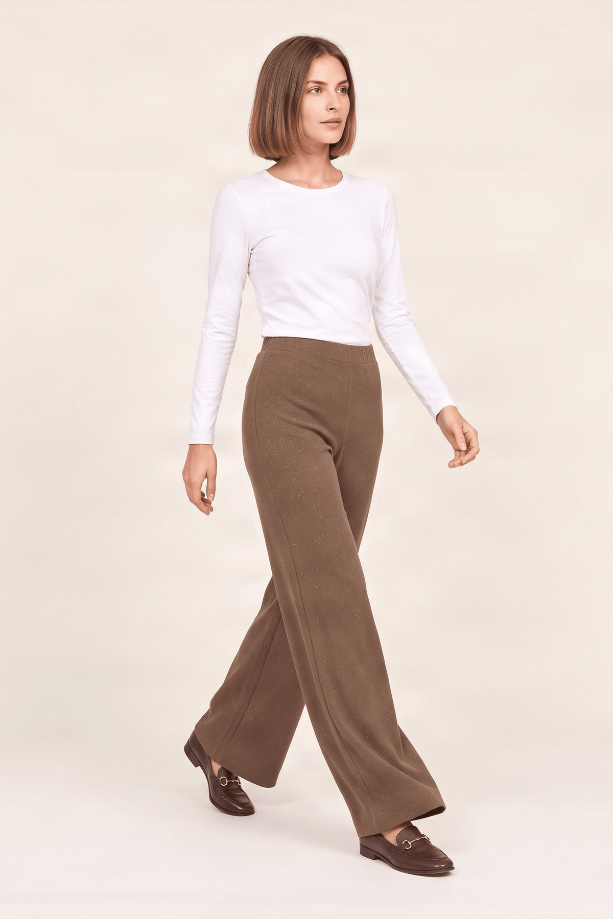 Pantalon marron ancho con strass Lolitas&L - lolitasyl.com