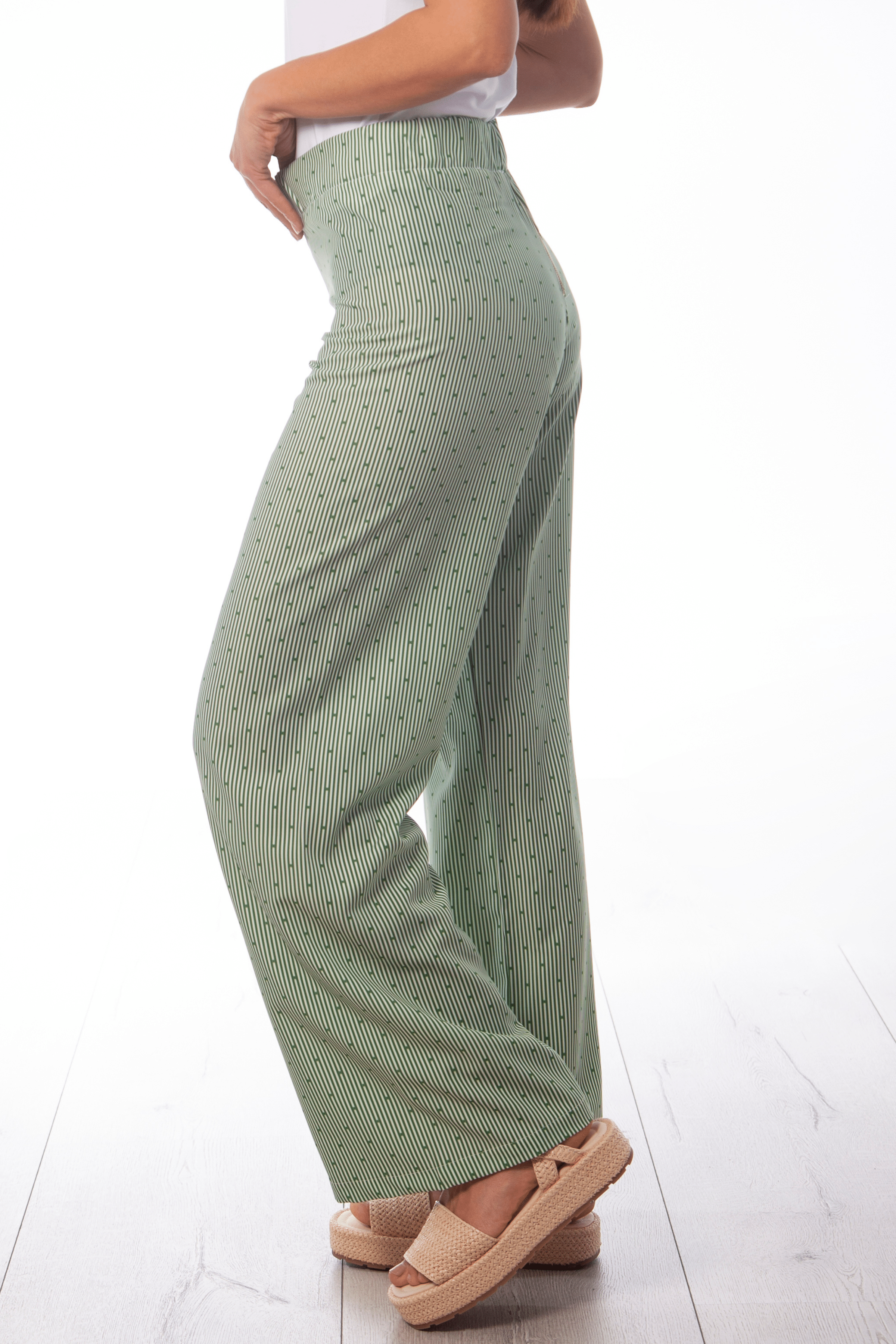Pantalon mil rayas verde con goma Lolitas&L - lolitasyl.com