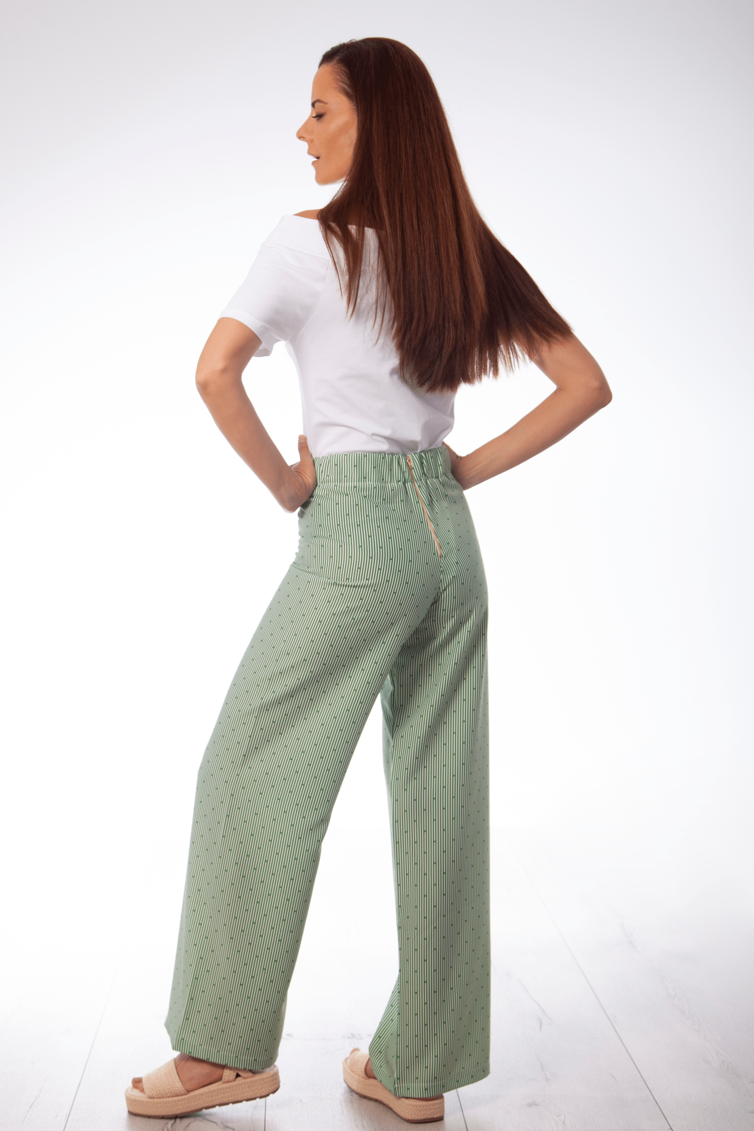 Pantalon mil rayas verde con goma Lolitas&L - lolitasyl.com