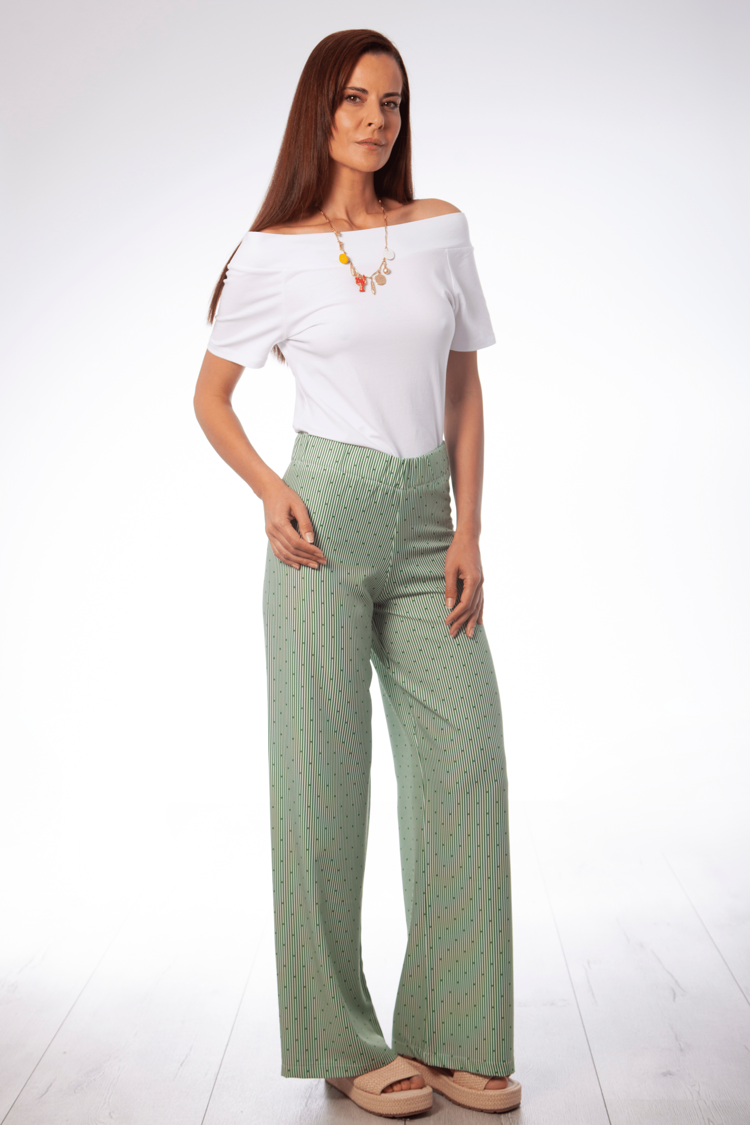 Pantalon mil rayas verde con goma Lolitas&L - lolitasyl.com