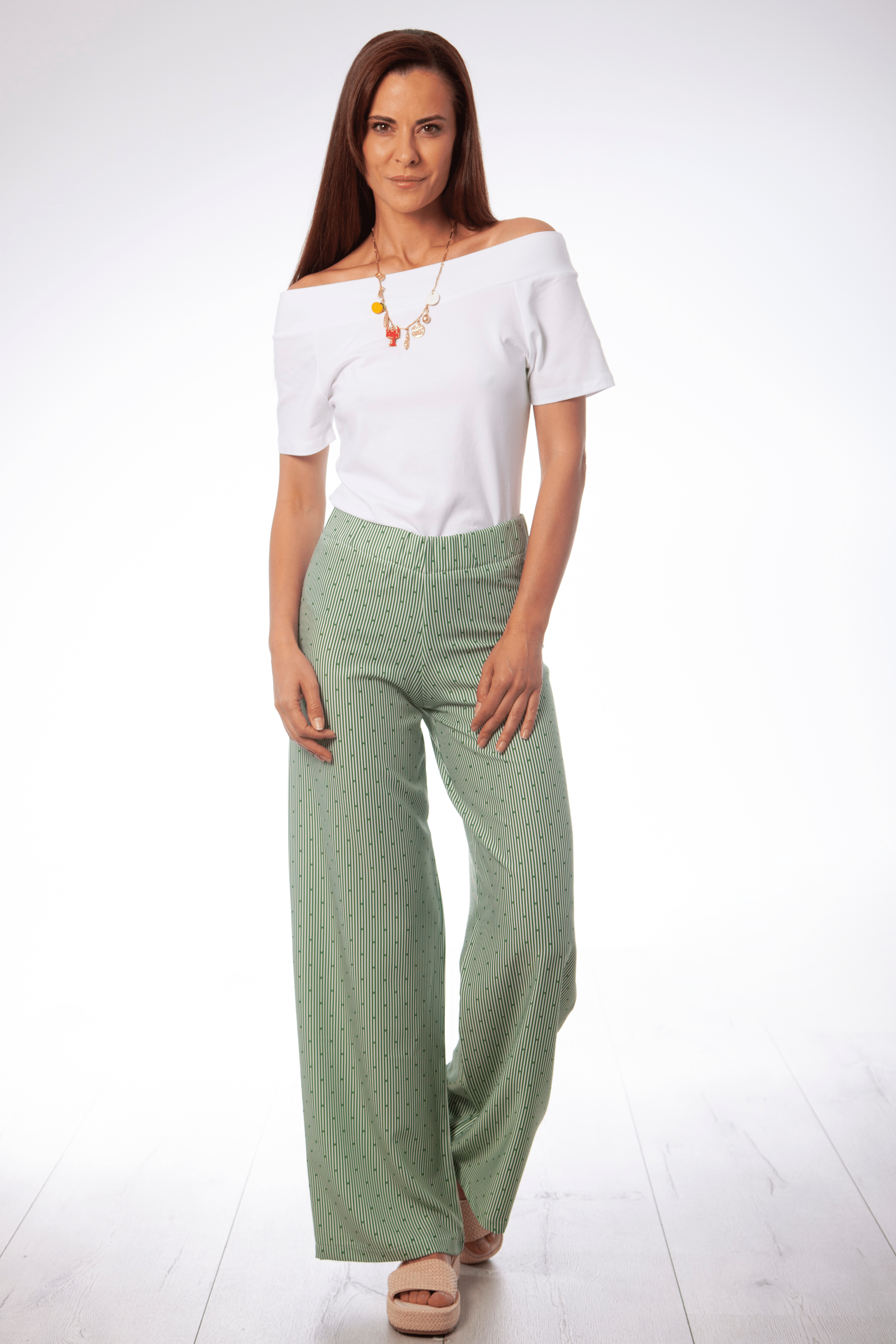 Pantalon mil rayas verde con goma Lolitas&L - lolitasyl.com