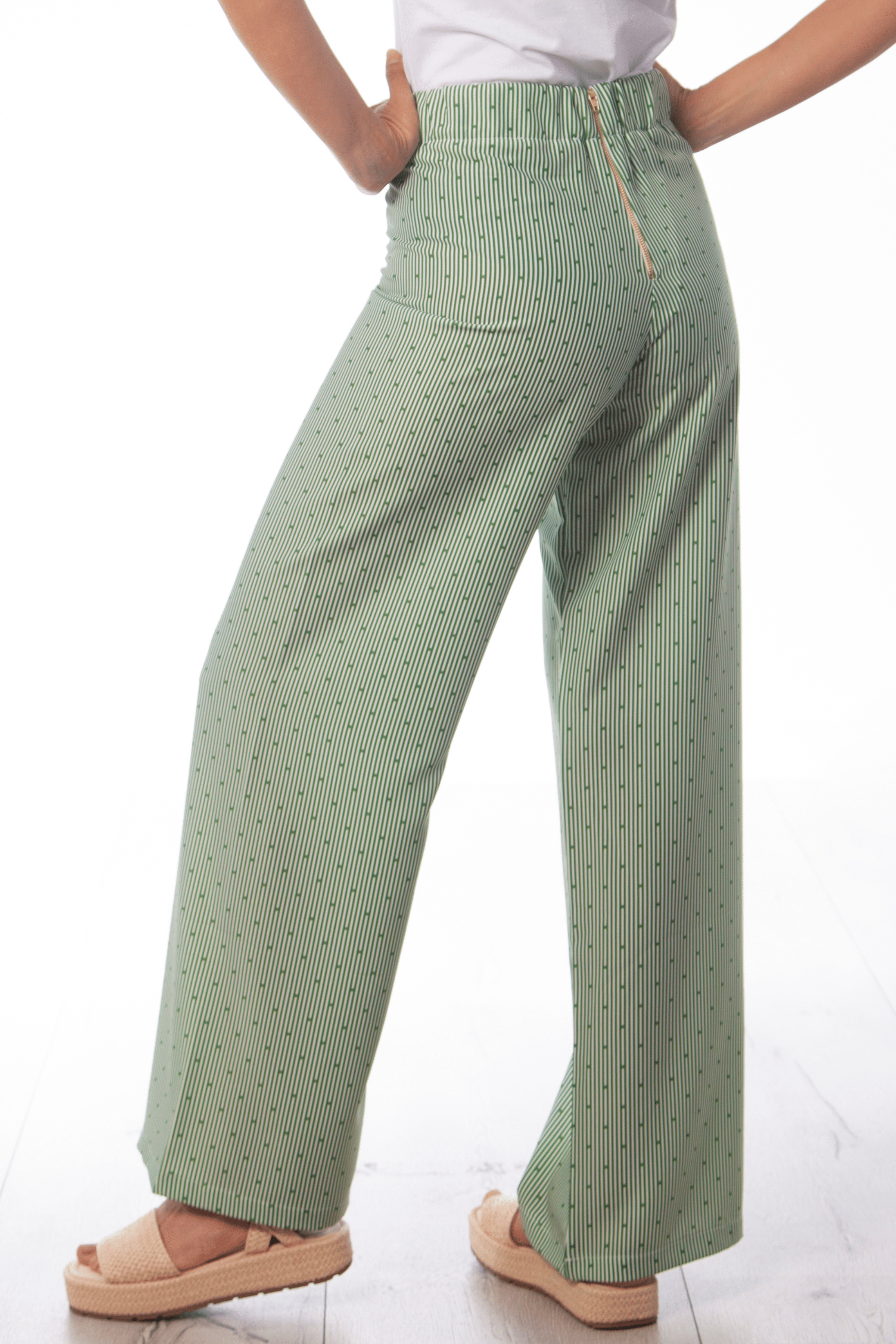 Pantalon mil rayas verde con goma Lolitas&L - lolitasyl.com