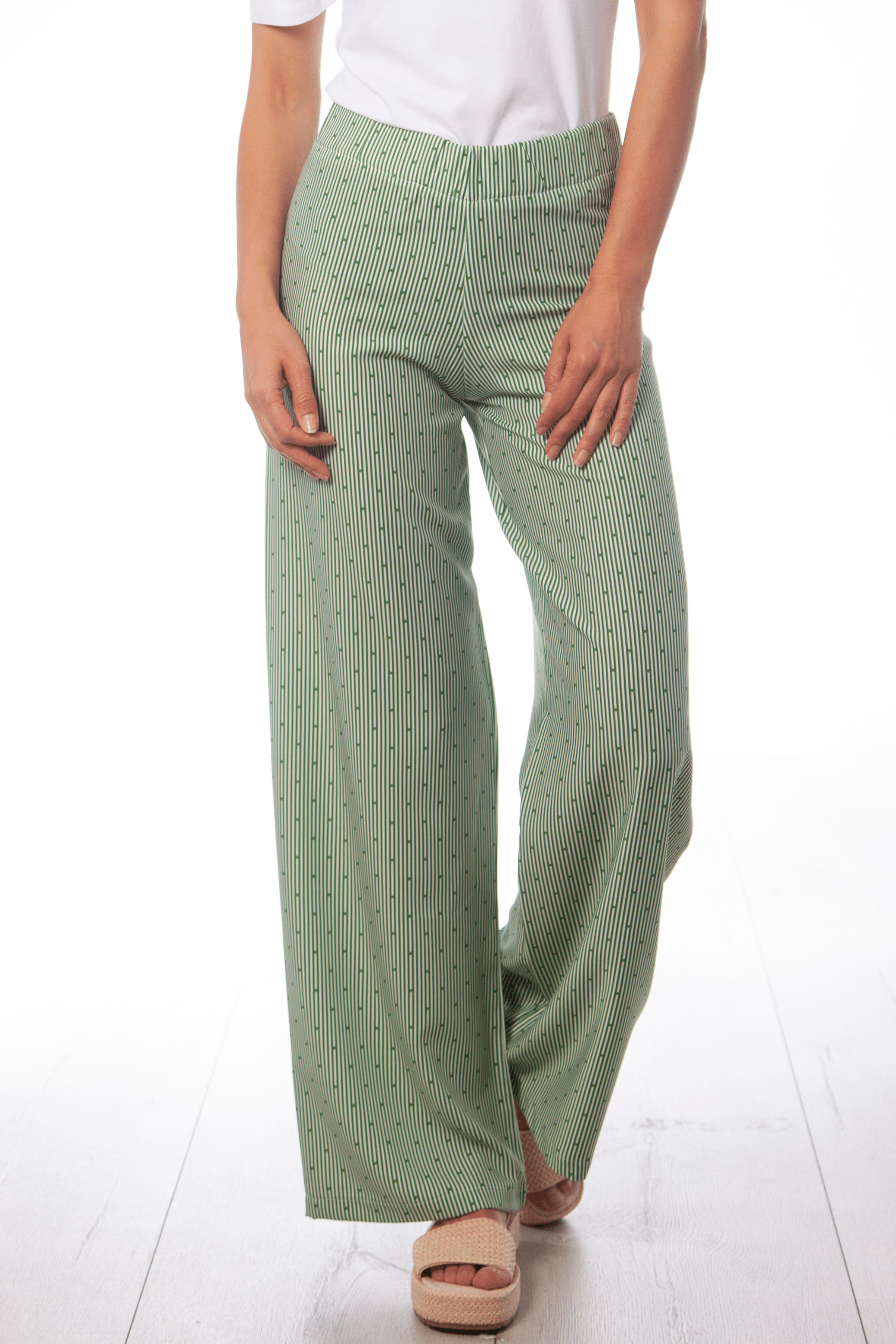 Pantalon mil rayas verde con goma Lolitas&L - lolitasyl.com