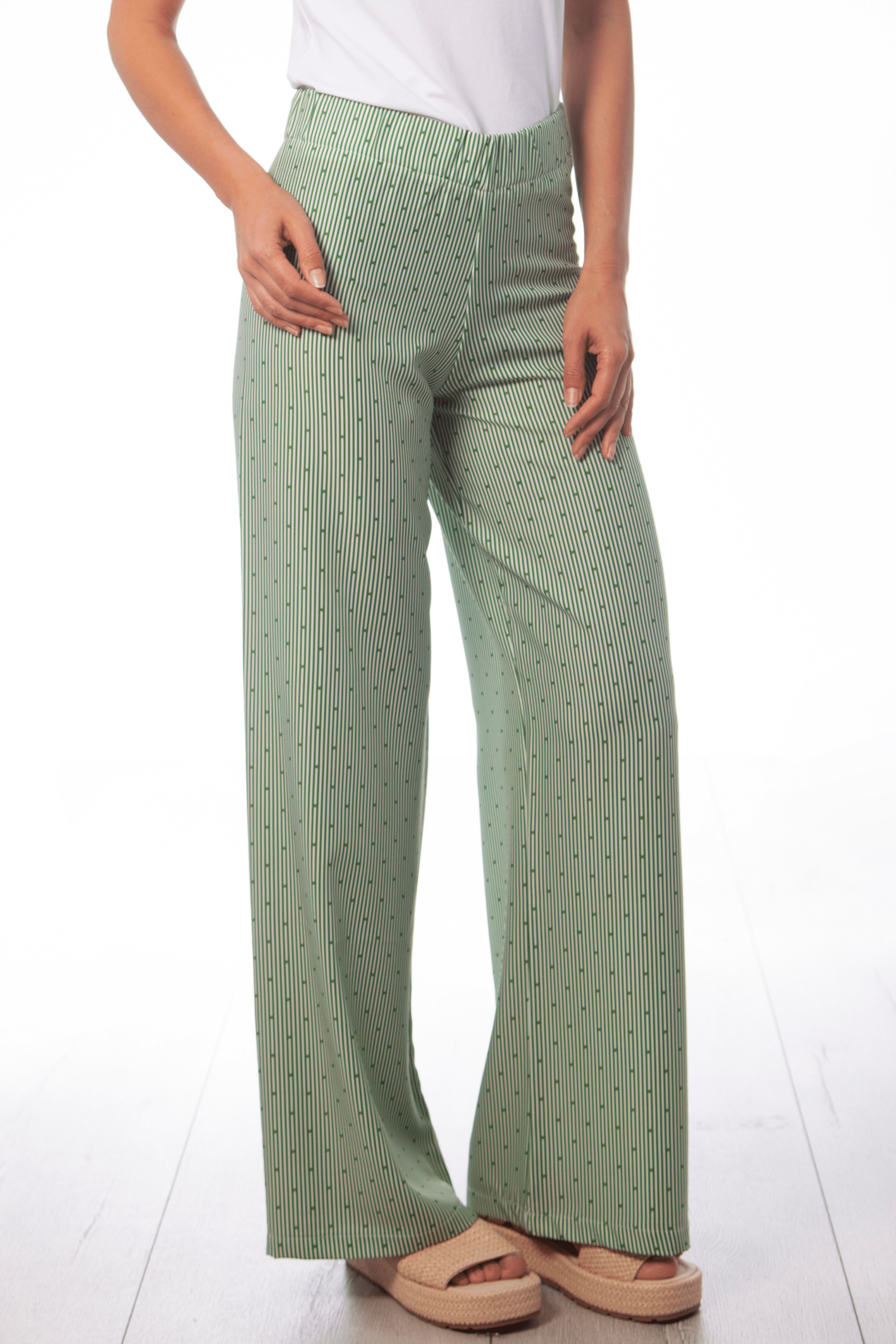 Pantalon mil rayas verde con goma Lolitas&L - lolitasyl.com
