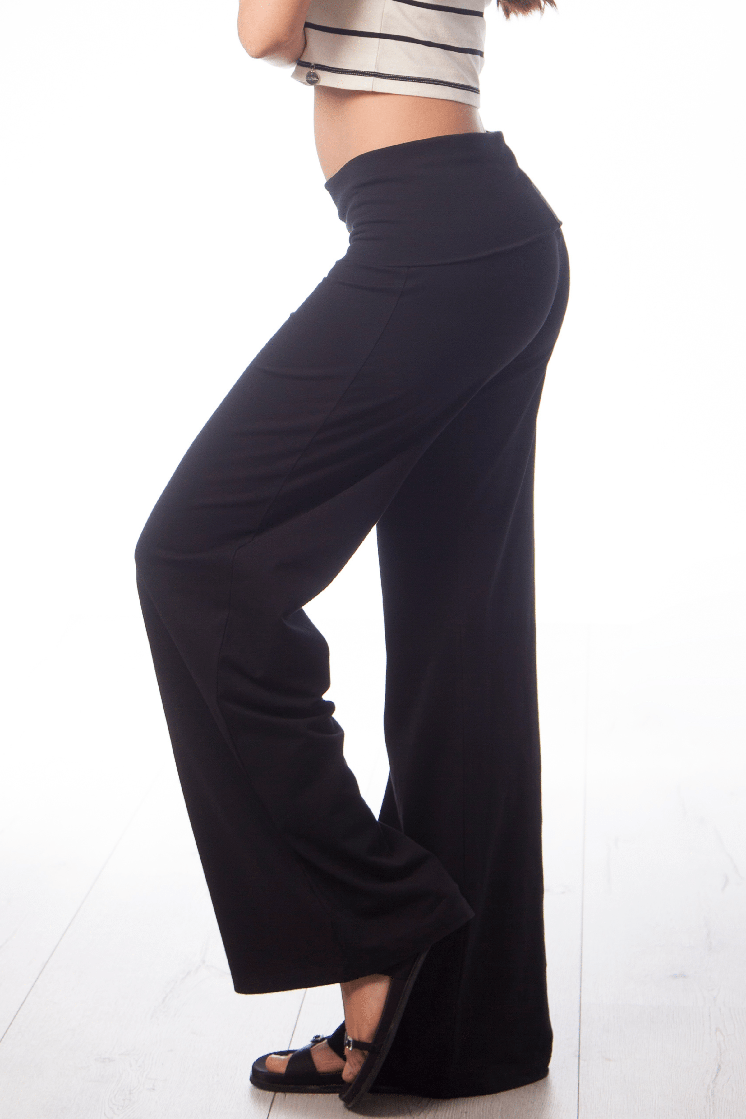 Pantalon negro algodon cintura doble Lolitas&L - lolitasyl.com