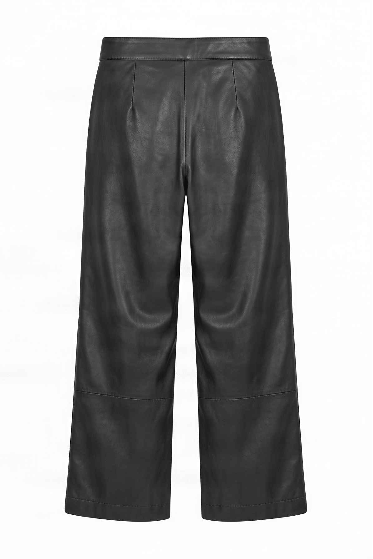 Pantalon negro de polipiel ancho con corte Lolitas&L - lolitasyl.com