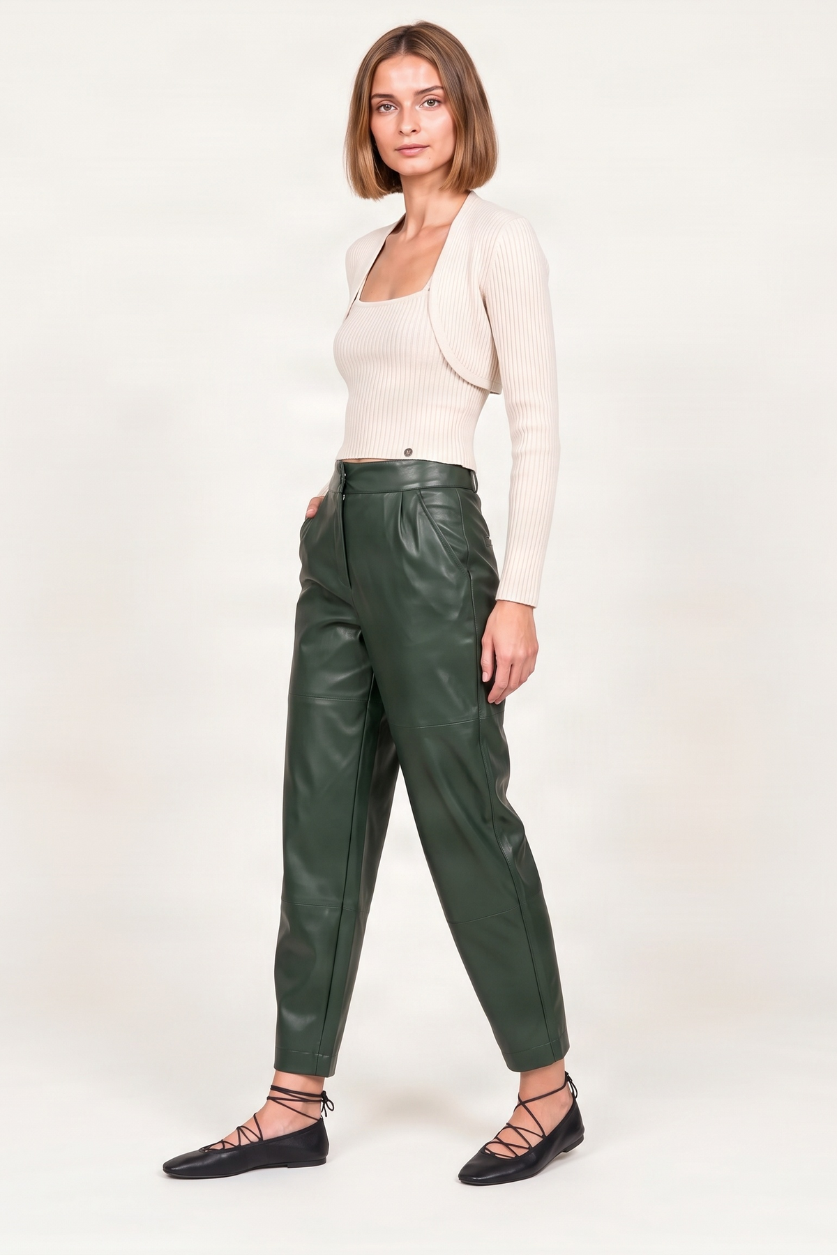 Pantalon polipiel verde billar tobillero Lolitas&L