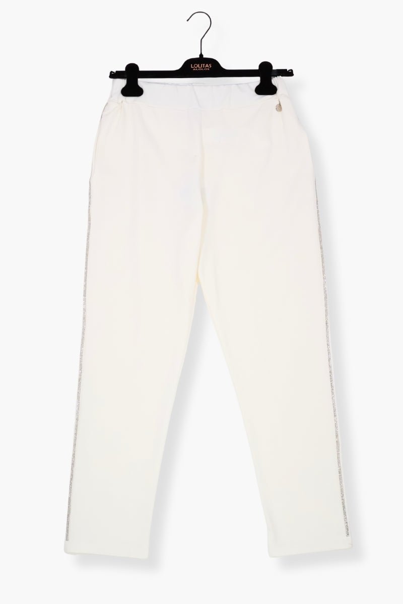 Pantalon Preloved blanco de algodon con tira brillante Lolitas&L - lolitasyl.com