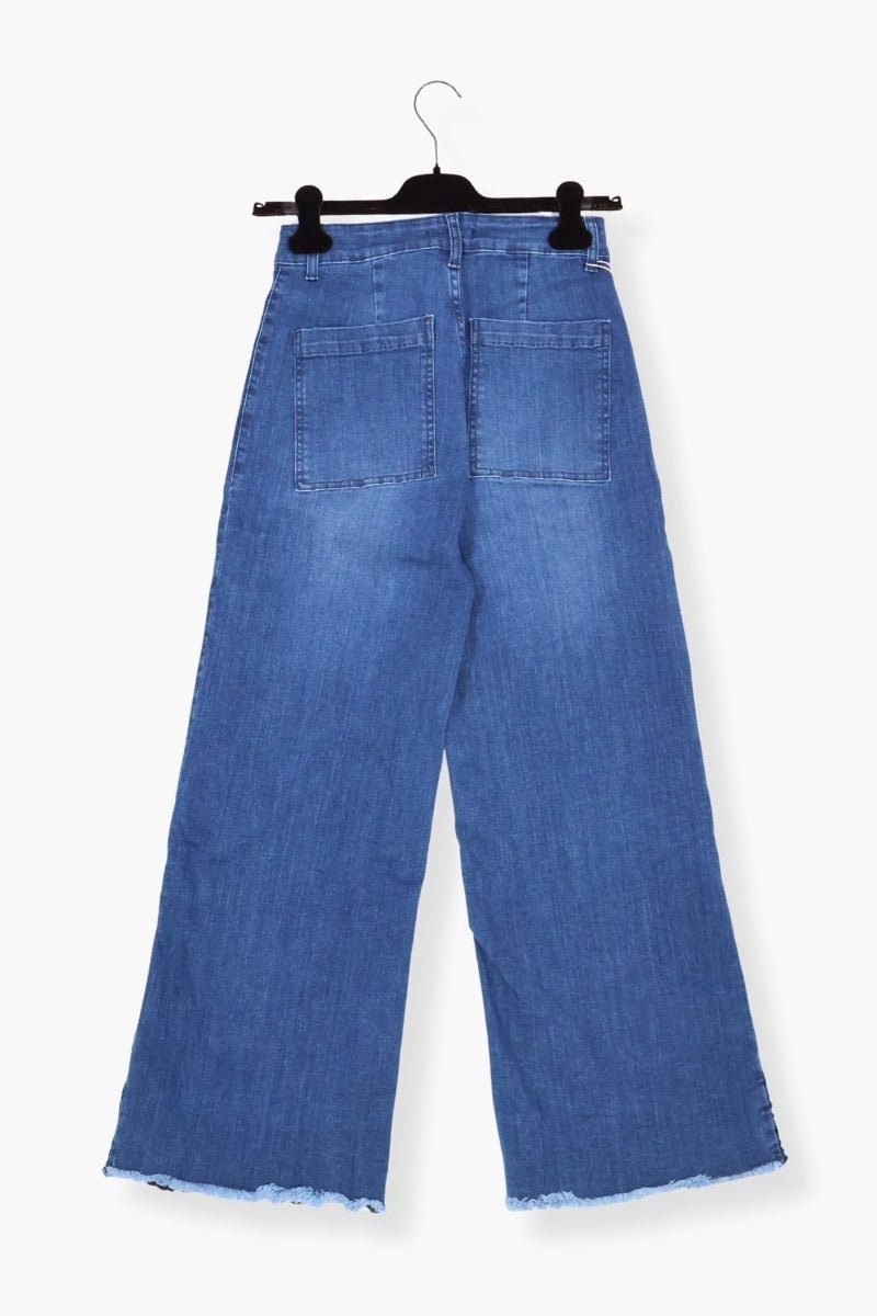 Pantalon Preloved vaquero azul con bordado calado al tono LolitasyL - lolitasyl.com