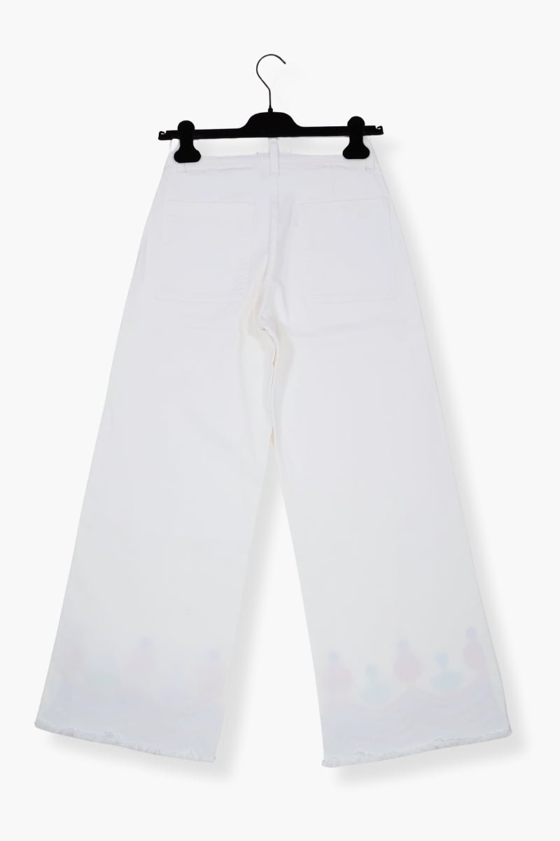 Pantalon Preloved vaquero blanco con bordado calado multicolor Lolitas&L - lolitasyl.com