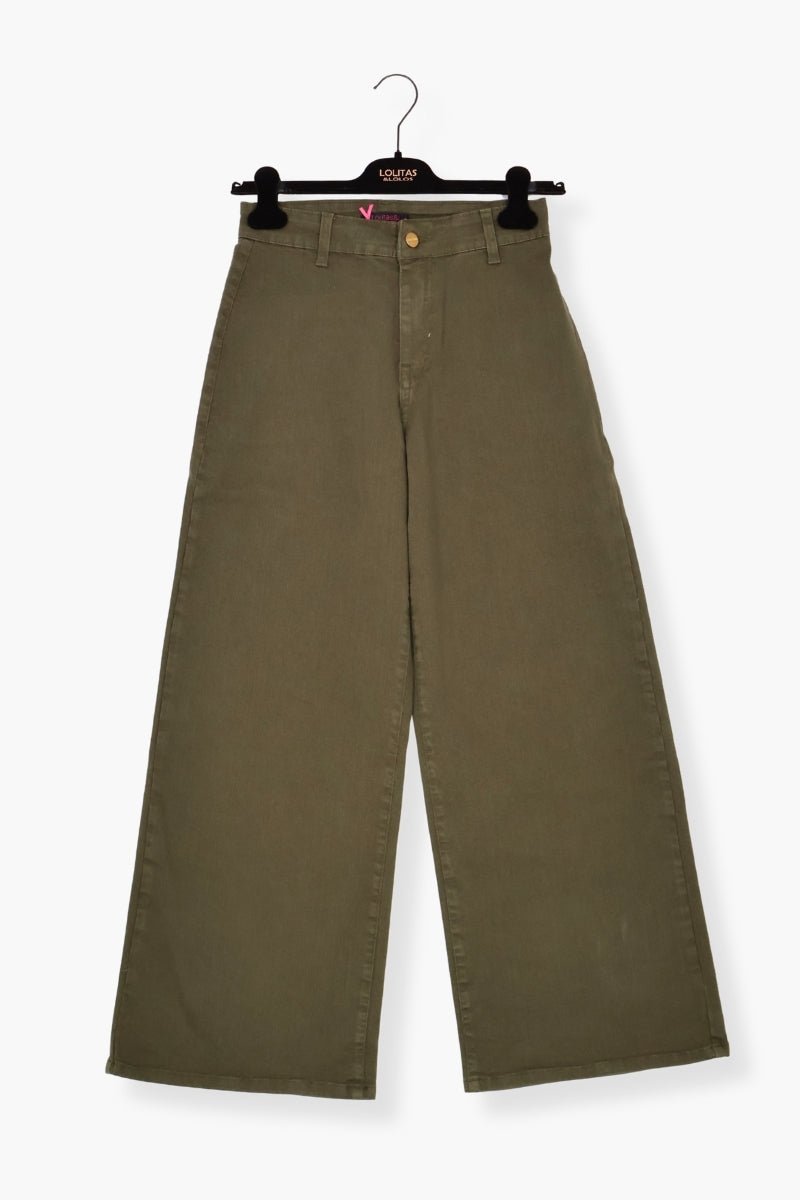 Pantalon Preloved vaquero verde militar con bolsillos anchos Lolitas&L - lolitasyl.com