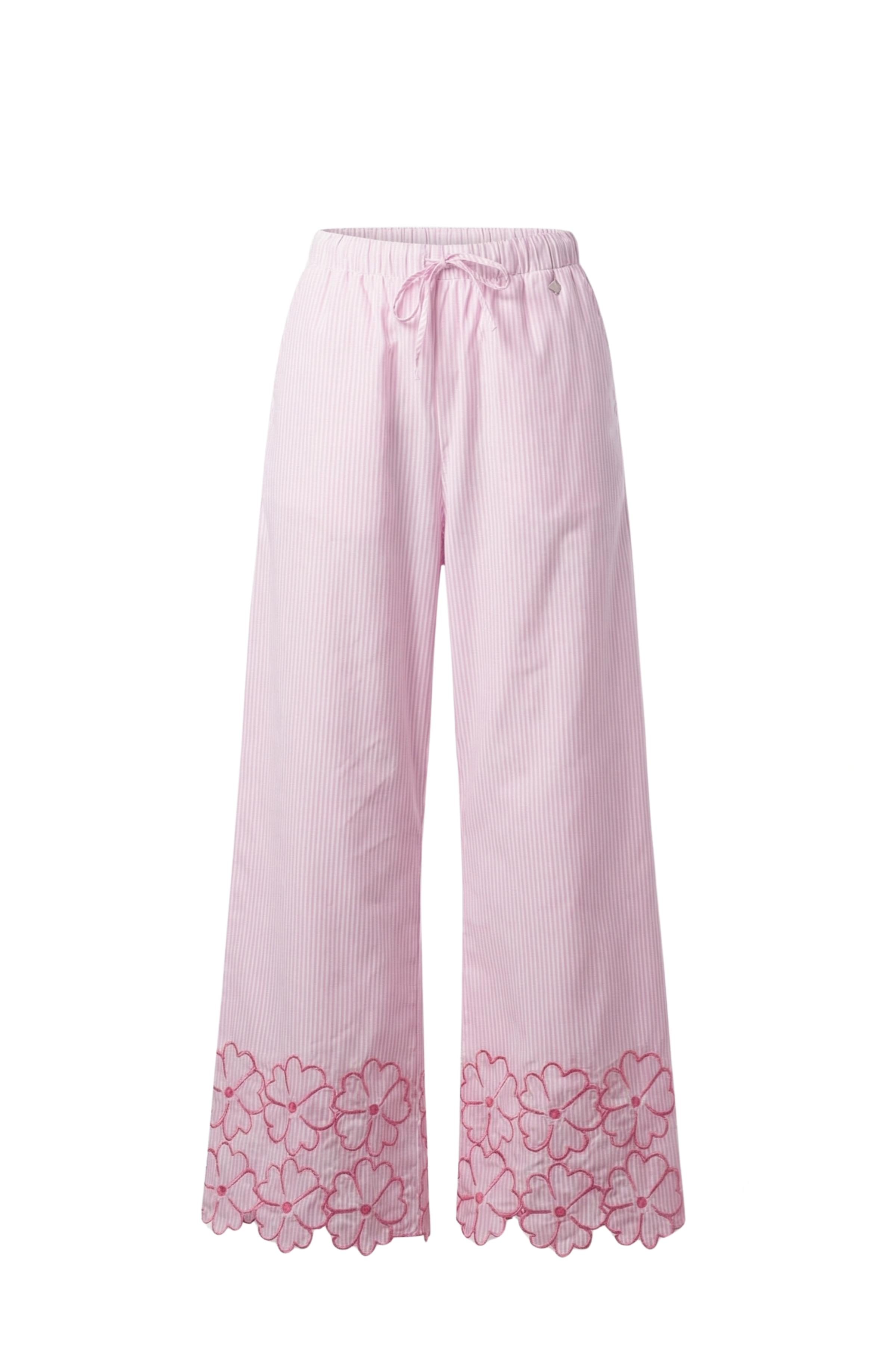 Pantalon rayas rosa detalle bordado flores con goma Lolitas&L