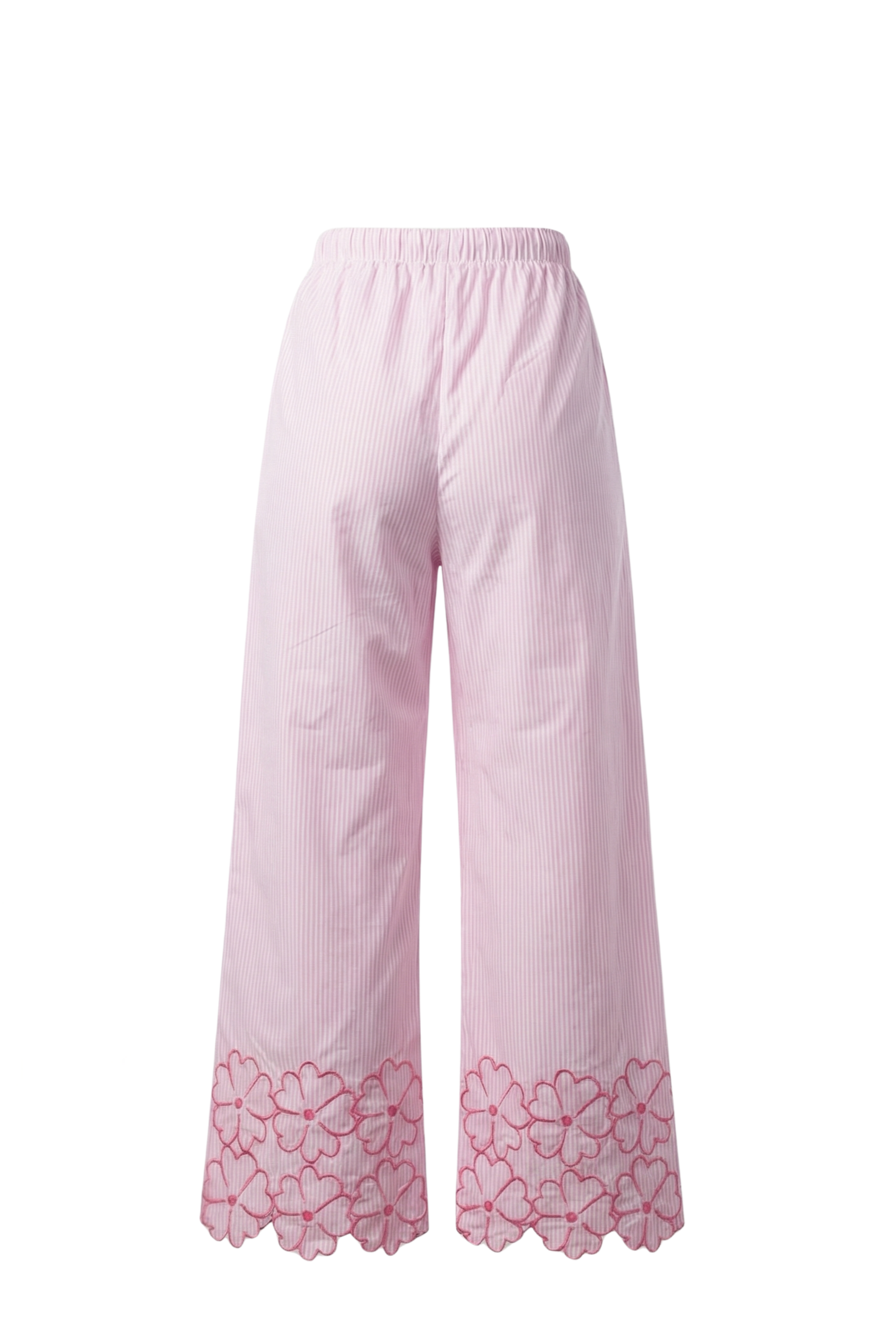 Pantalon rayas rosa detalle bordado flores con goma Lolitas&L