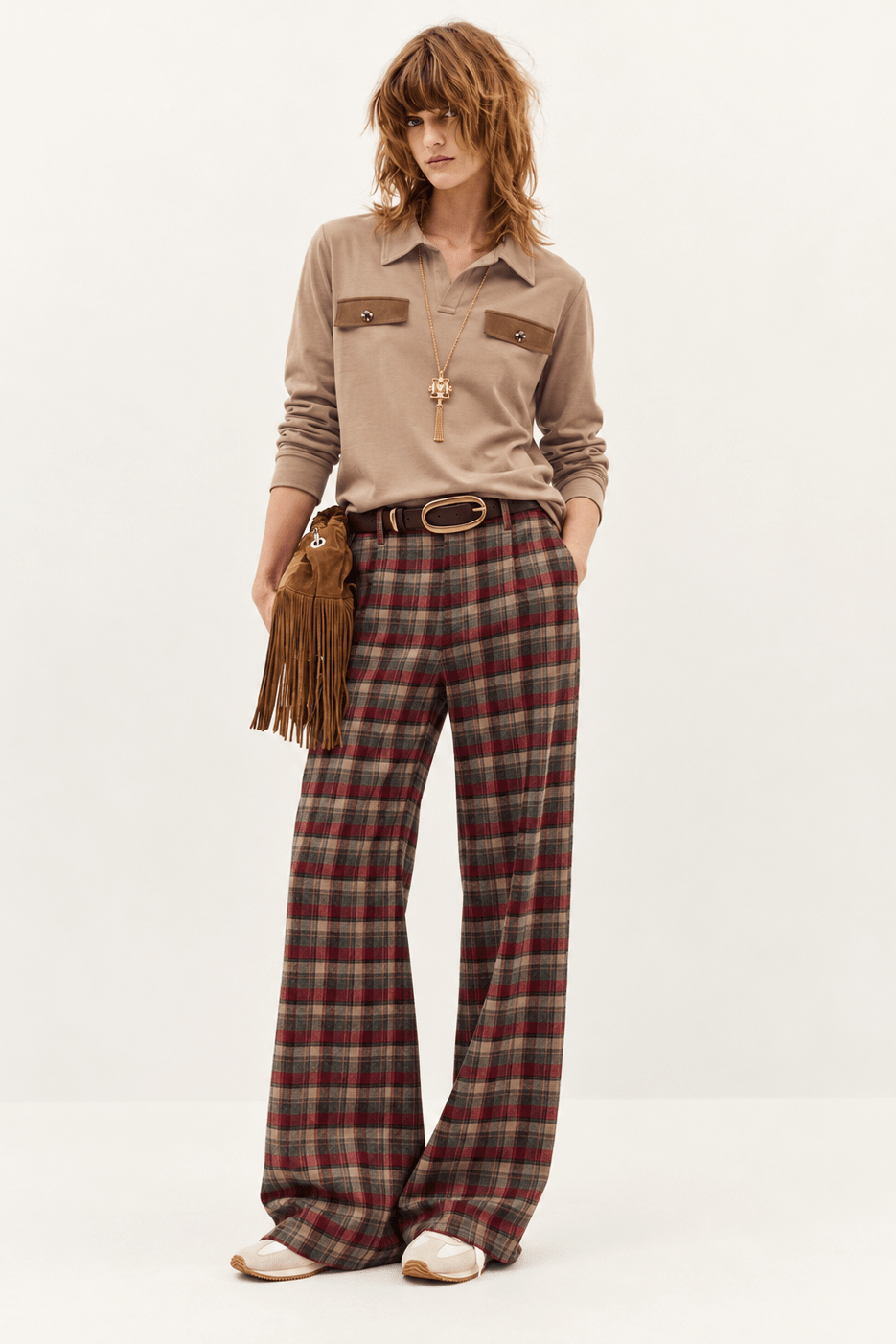 Pantalón Recto de Cuadros con Pretina Elástica en la Cintura – Lolitas&L - lolitasyl.com