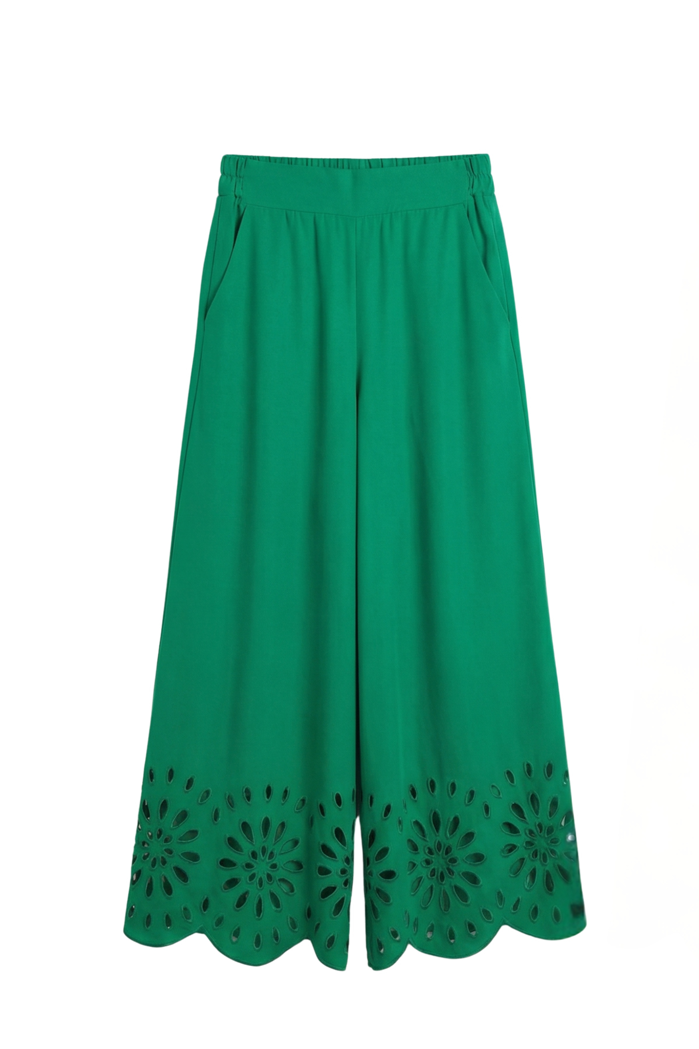 Pantalon verde campana con bordado calado Lolitas&L