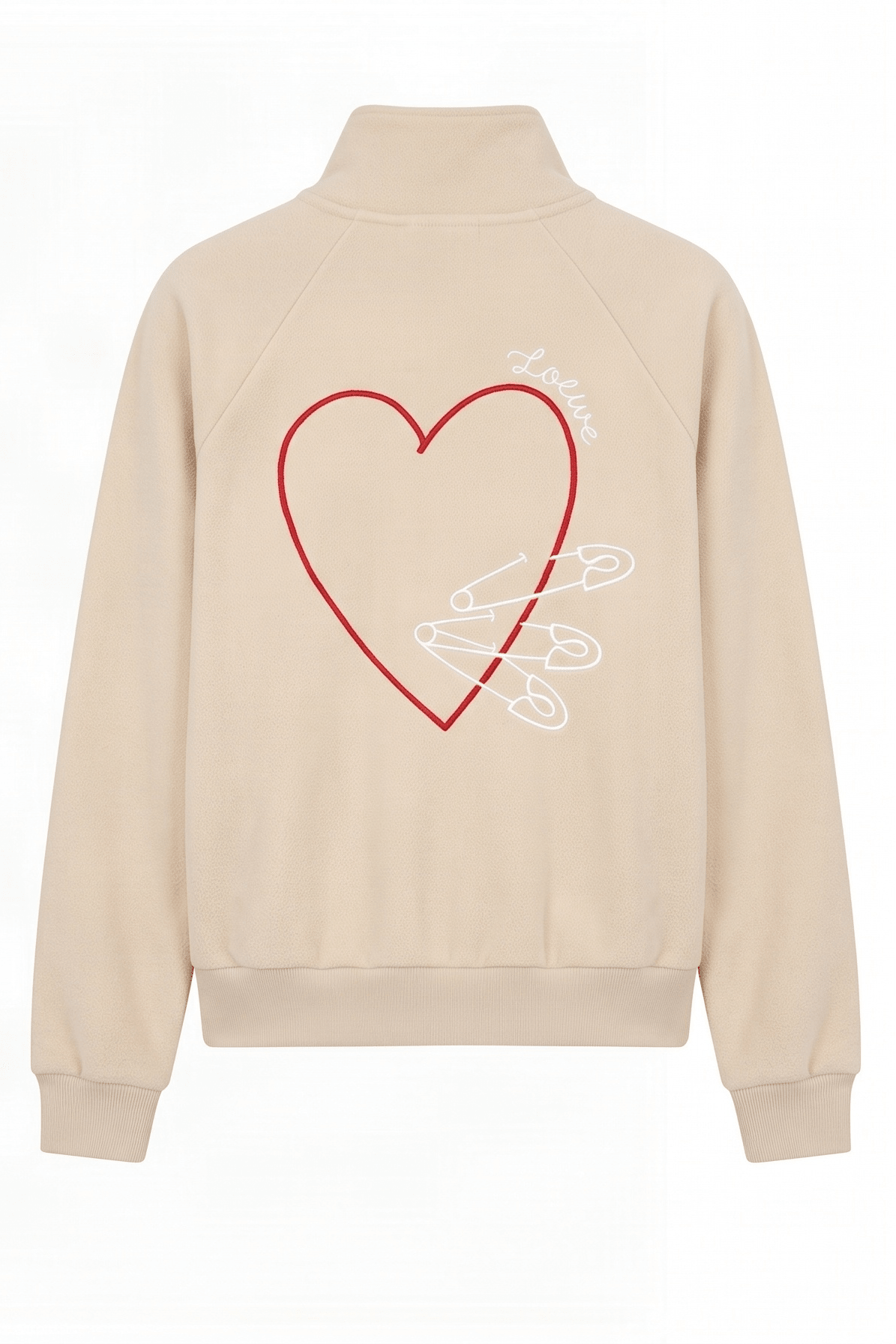 Sudadera Color Crema en Felpa con Bordado de Corazón e Imperdibles – Lolitas&L - lolitasyl.com