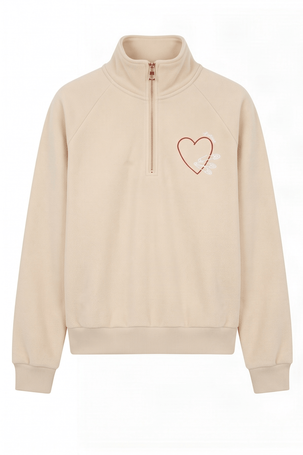 Sudadera Color Crema en Felpa con Bordado de Corazón e Imperdibles – Lolitas&L - lolitasyl.com