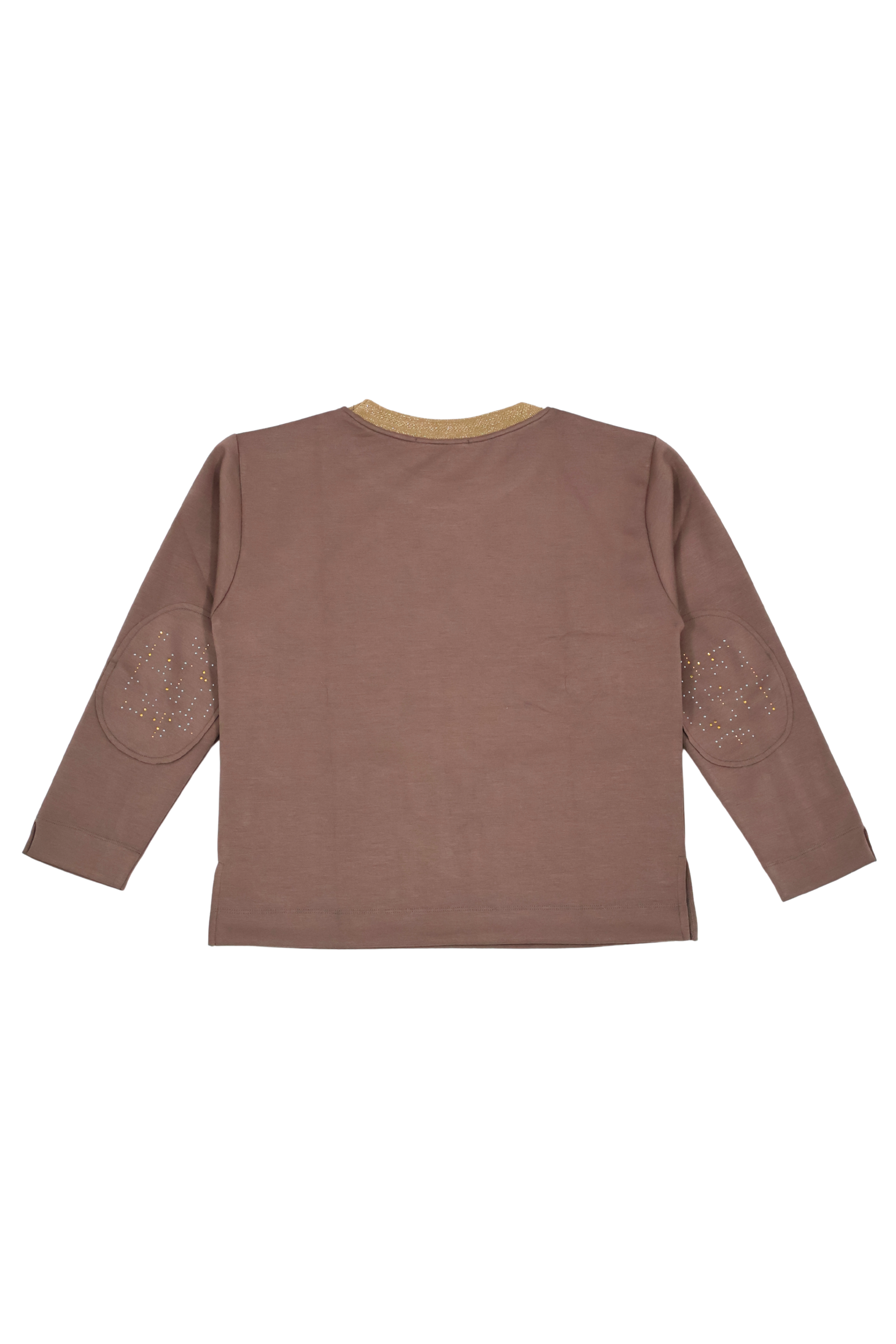 Sudadera marrón con bolsillos strass y cuello lourex Lolitas&L