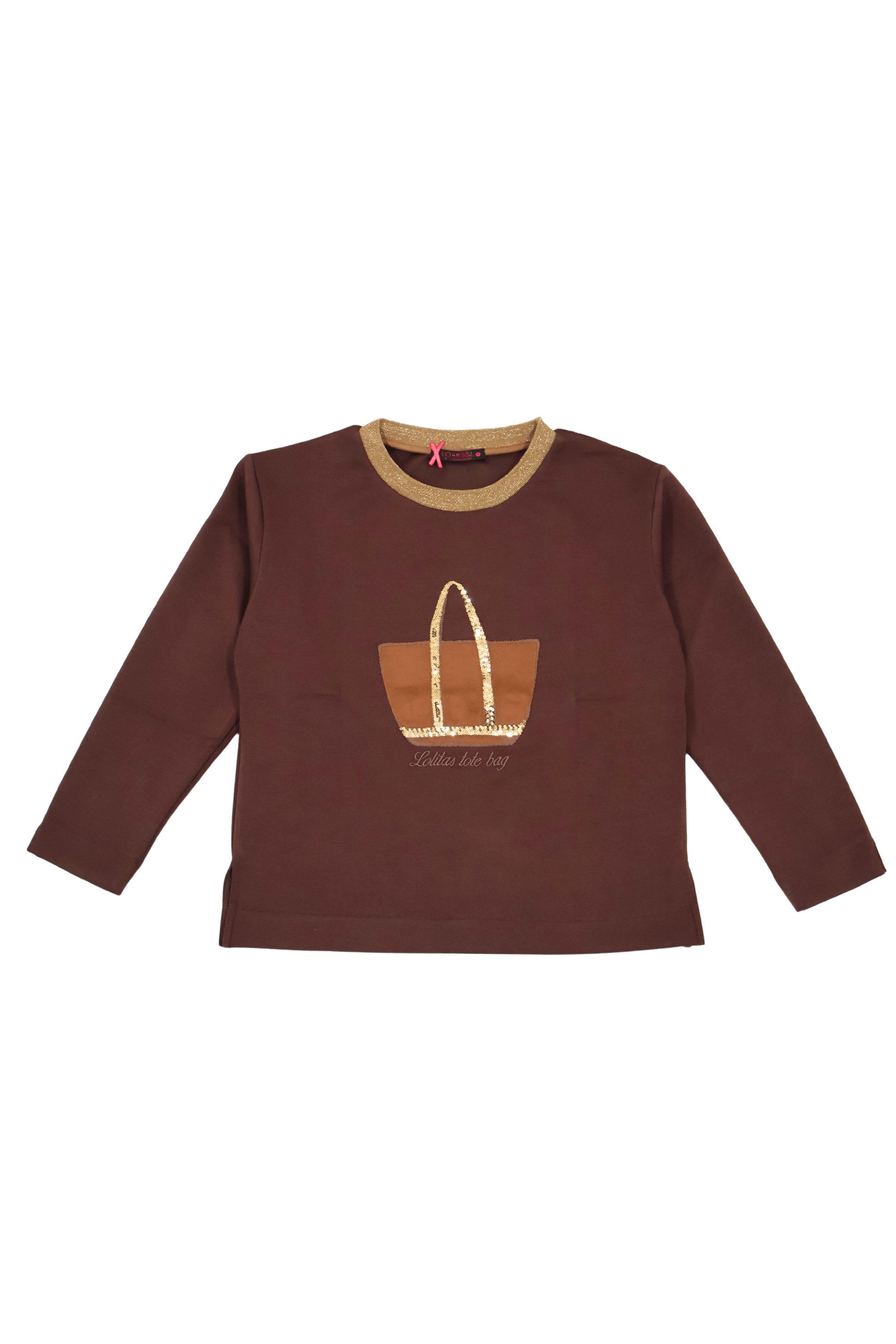 Sudadera marron bordado bolsito antelina manga larga Lolitas&L - lolitasyl.com