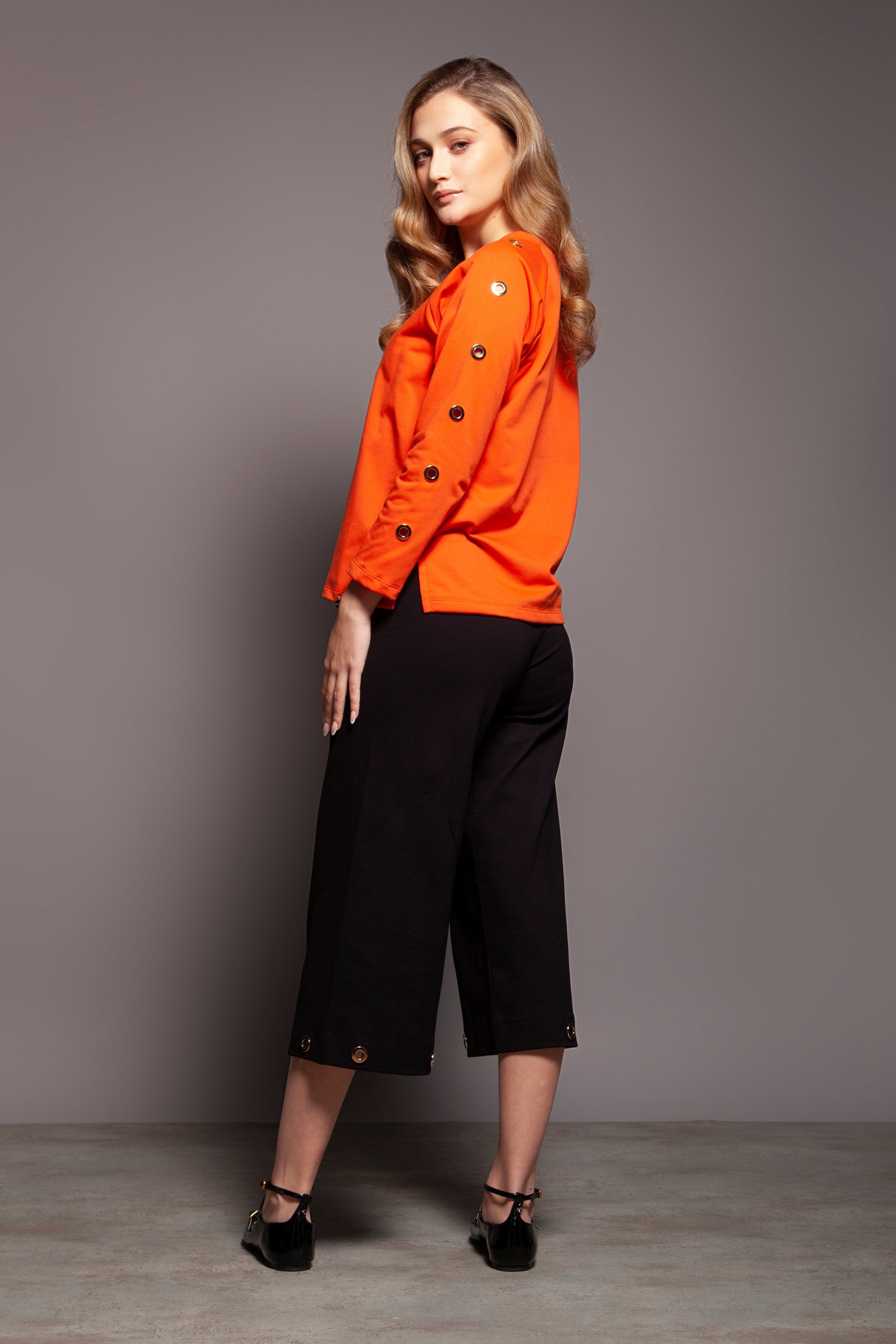 Sudadera naranja raglan detalle aro dorado Lolitas&L - lolitasyl.com