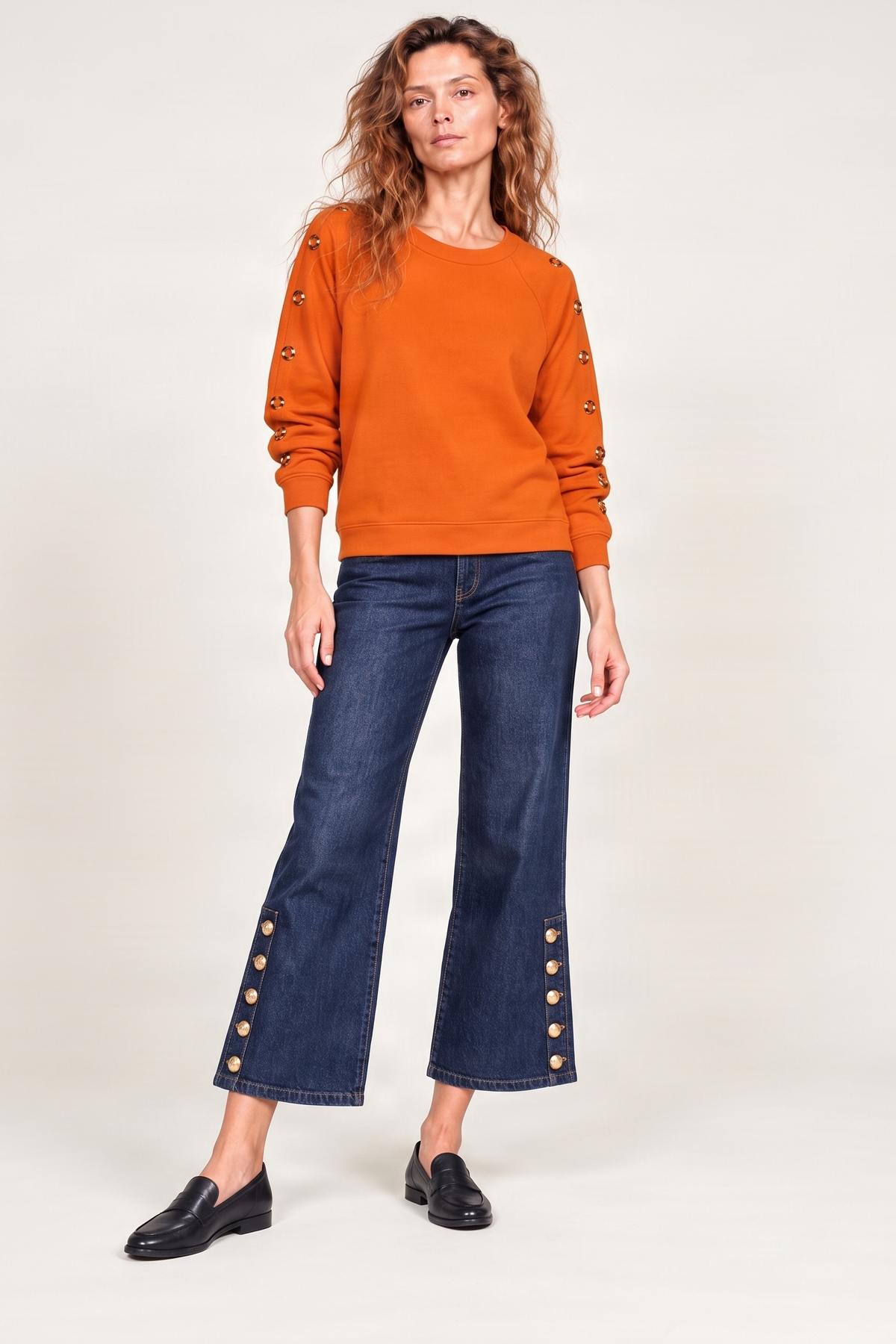 Sudadera naranja raglan detalle aro dorado Lolitas&L