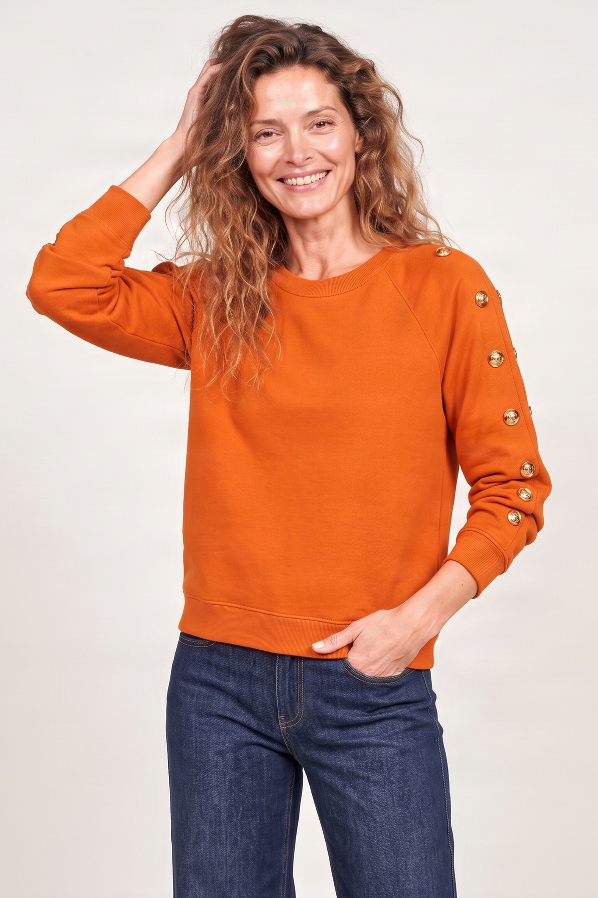 Sudadera naranja raglan detalle aro dorado Lolitas&L