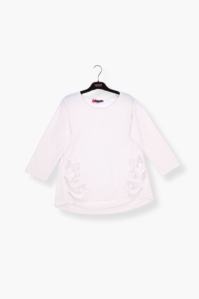 Sudadera Preloved blanca con bordados en los costados Lolitas&L - lolitasyl.com