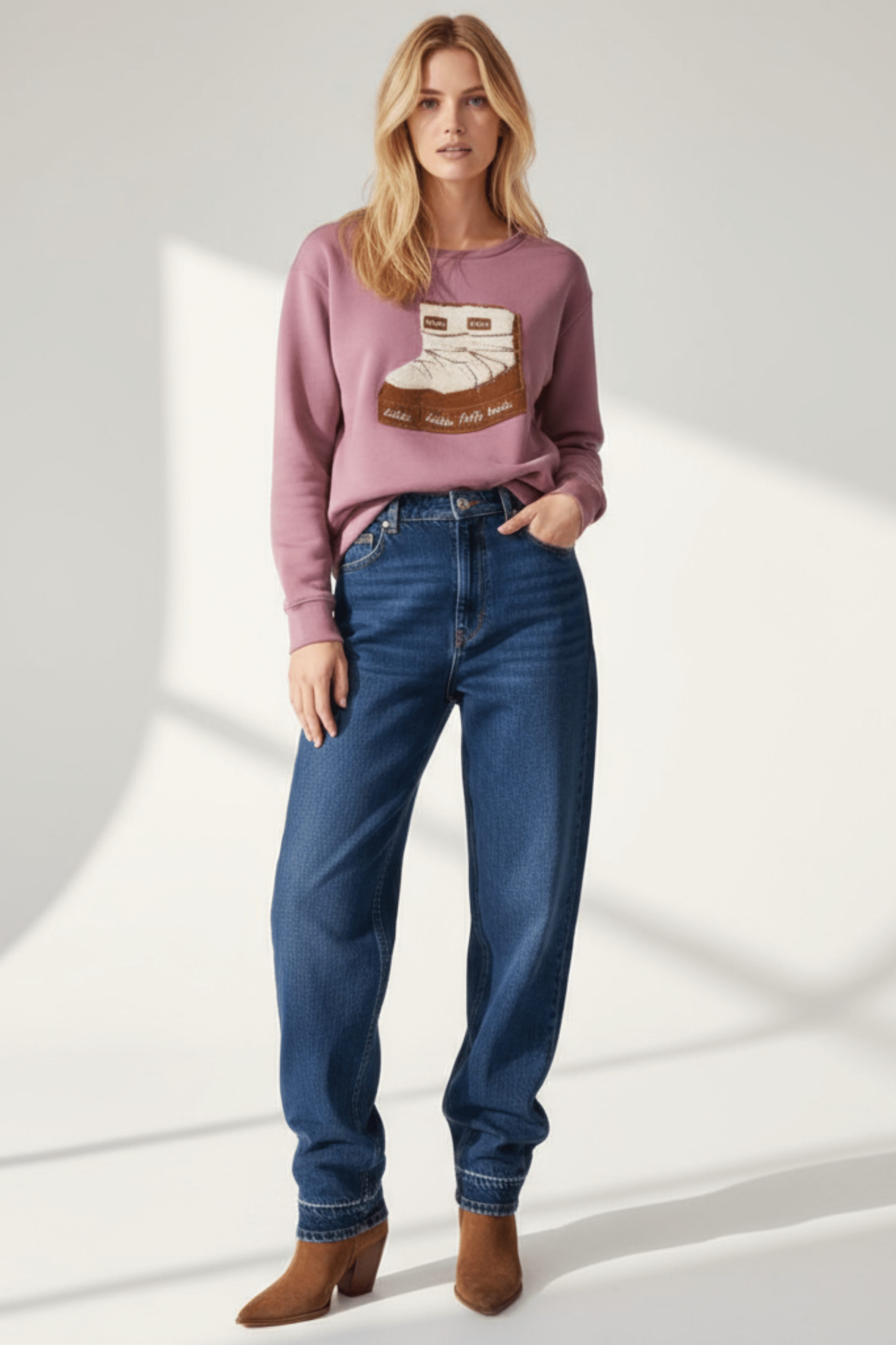 Sudadera rosa bordado botas de nieve Lolitas&L - lolitasyl.com