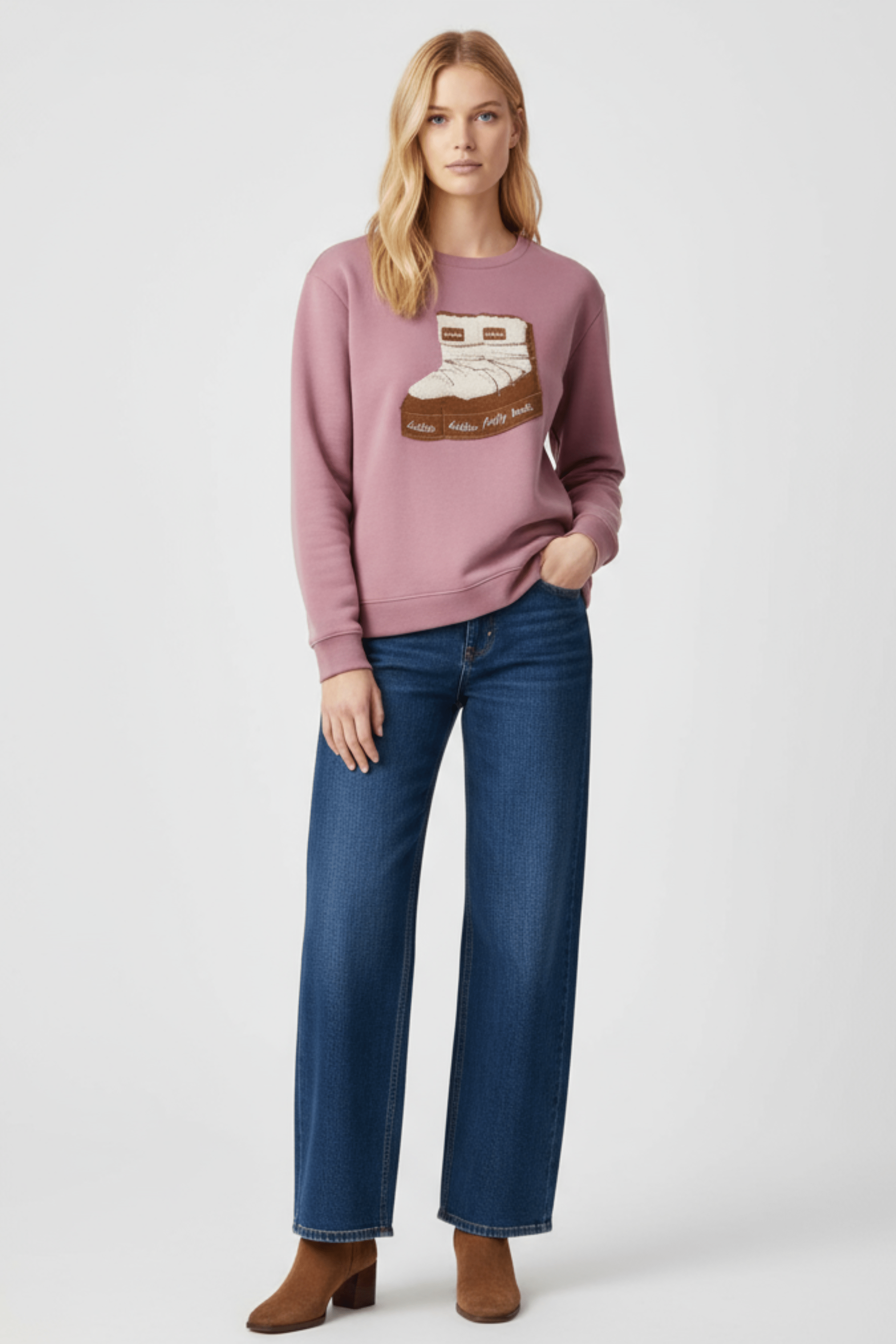 Sudadera rosa bordado botas de nieve Lolitas&L - lolitasyl.com