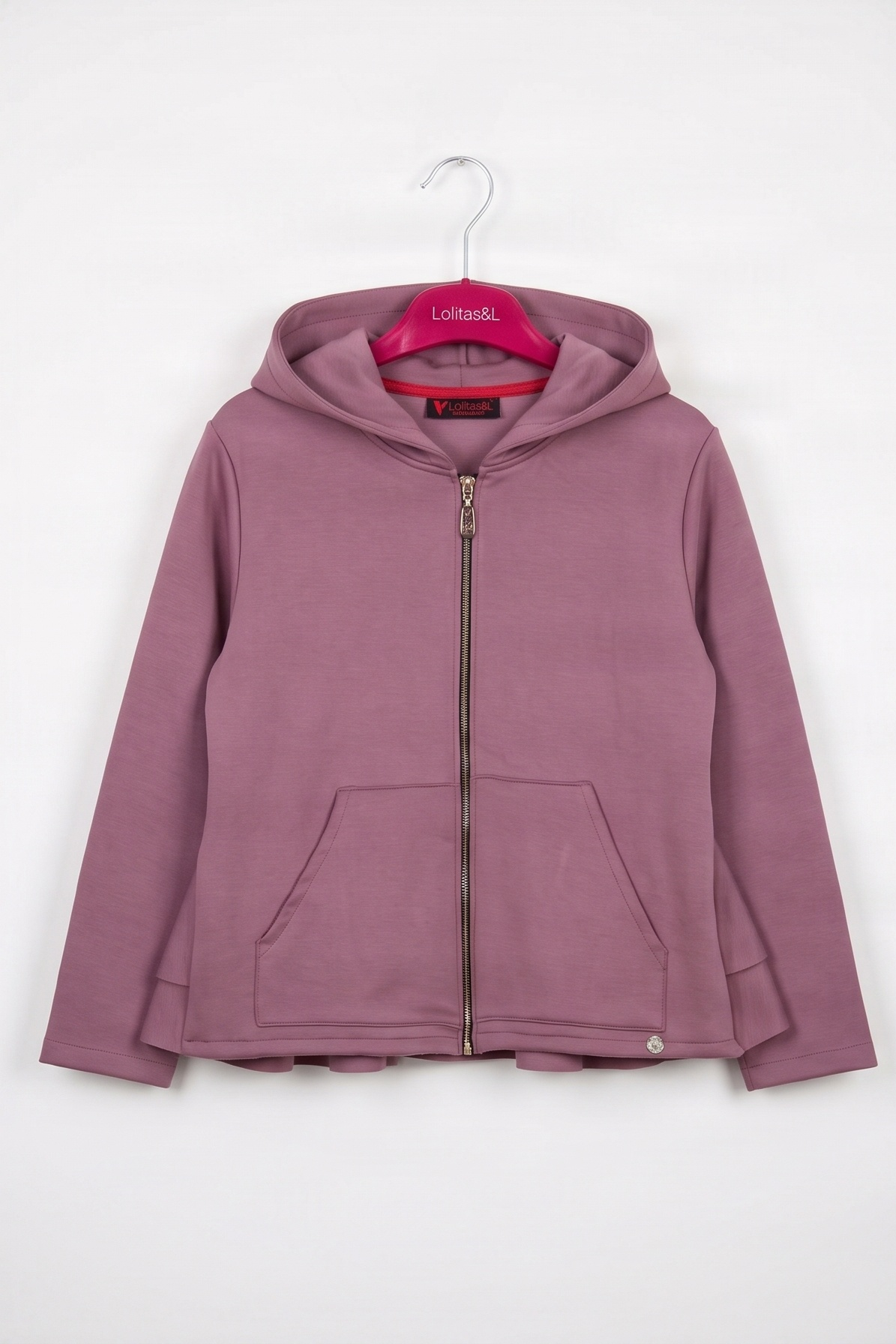 Sudadera/Chaqueta Rosa con Capucha y Volantes Preloved