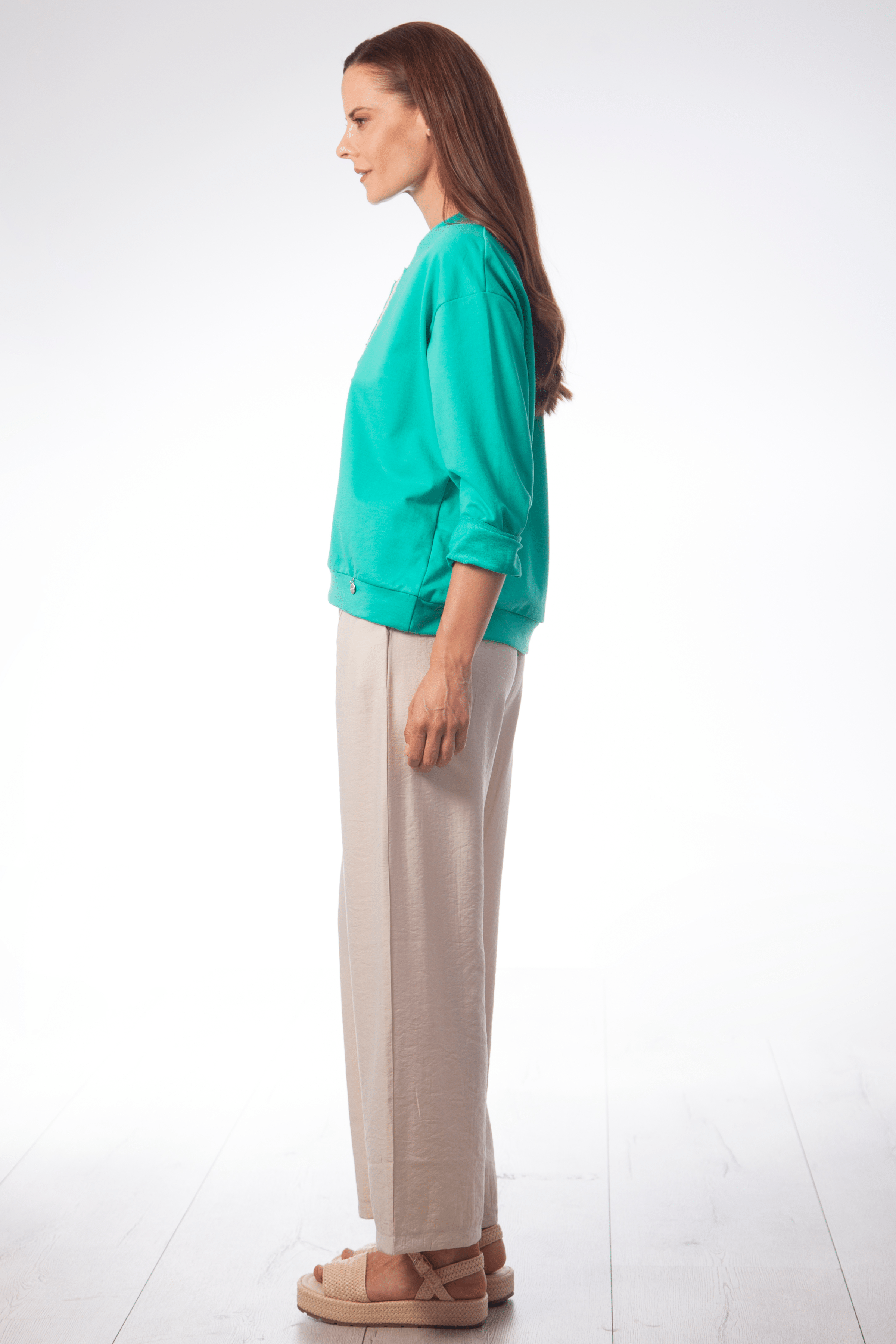 Sudadera turquesa bordado LOVE en grogre Lolitas&L - lolitasyl.com