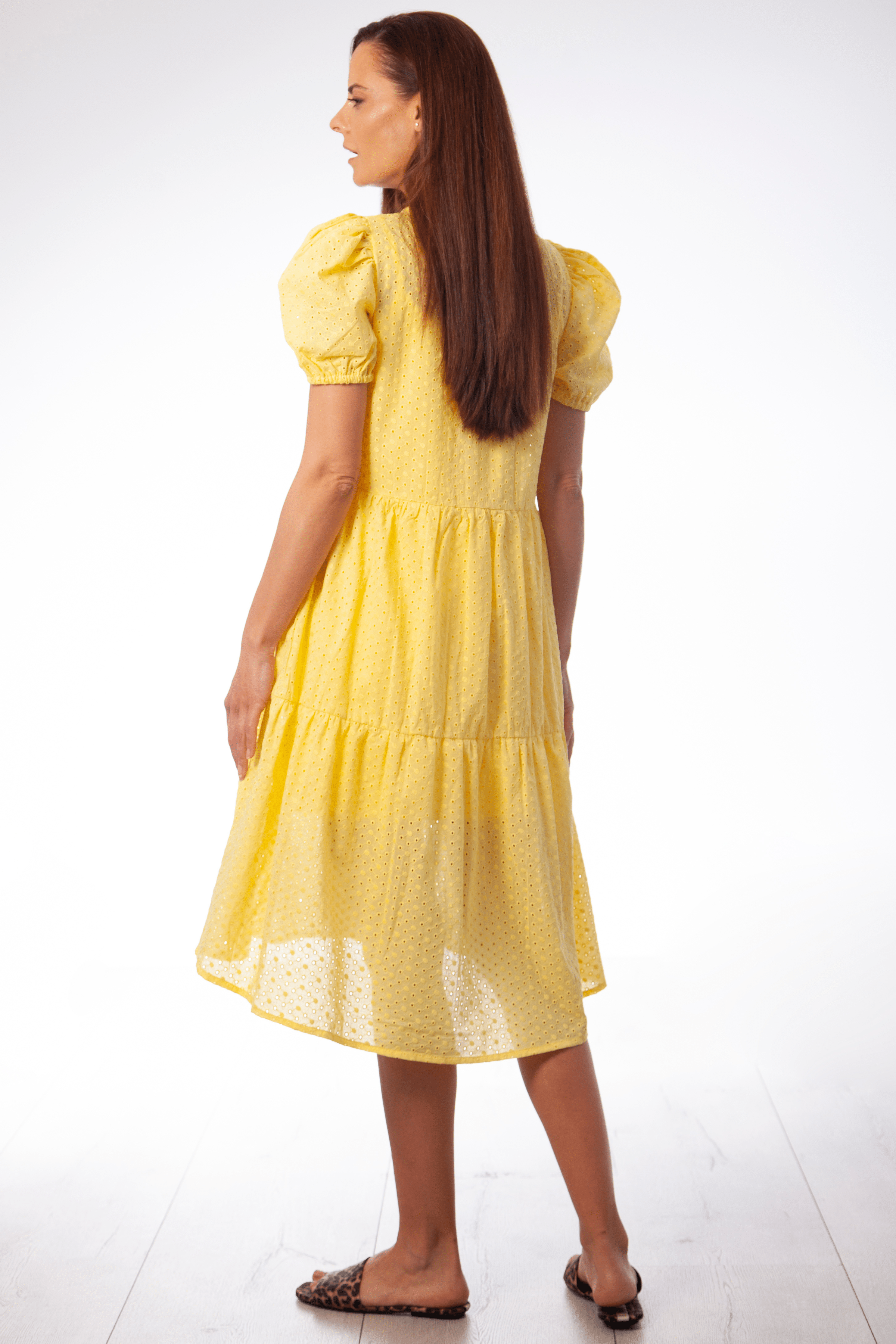 Vestido amarillo bordado ingles manga abullonada Lolitas&L - lolitasyl.com