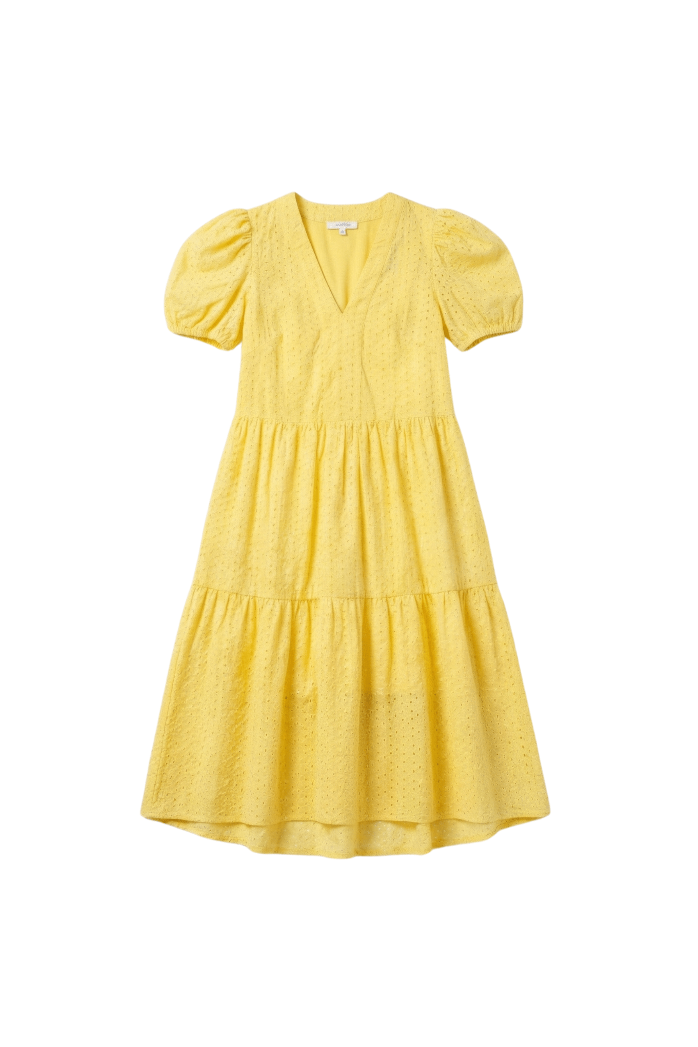 Vestido amarillo bordado ingles manga abullonada Lolitas&L - lolitasyl.com