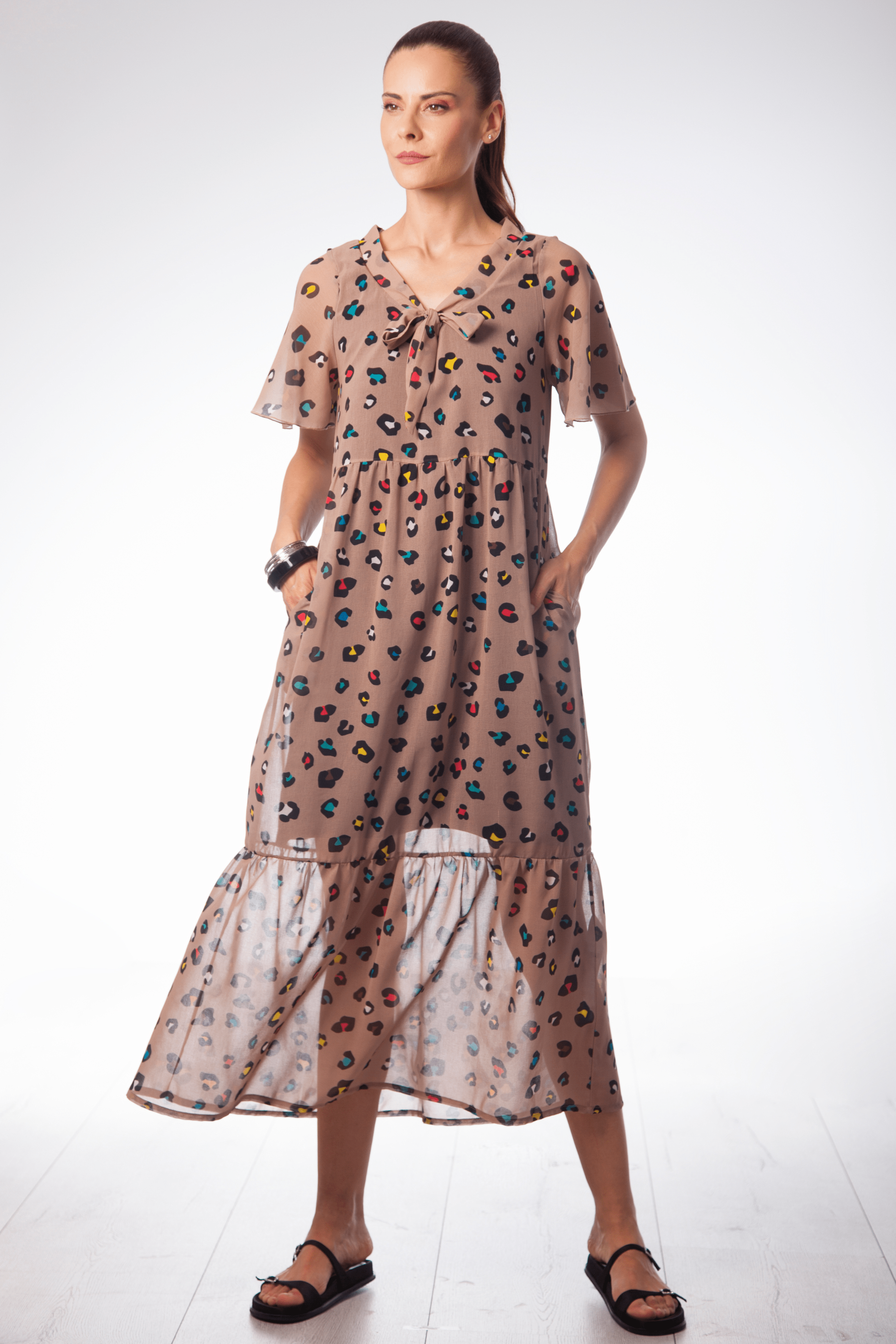 Vestido animal print largo anudado en el escote Lolitas&L - lolitasyl.com