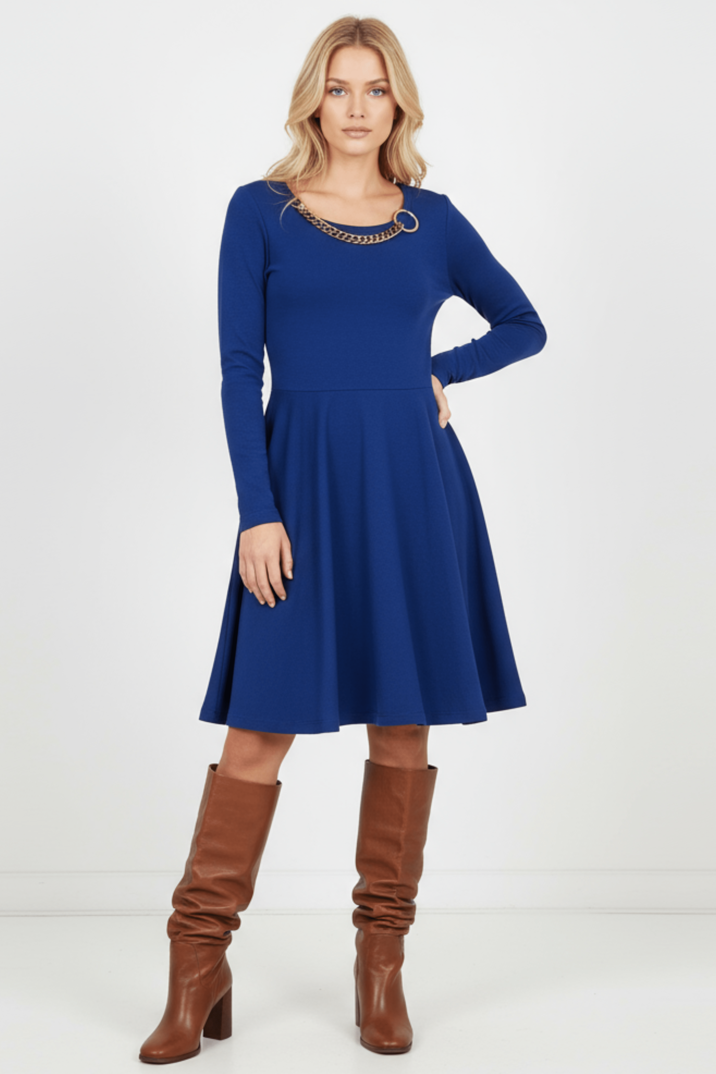 Vestido azul de punto con collar Lolitas&L - lolitasyl.com