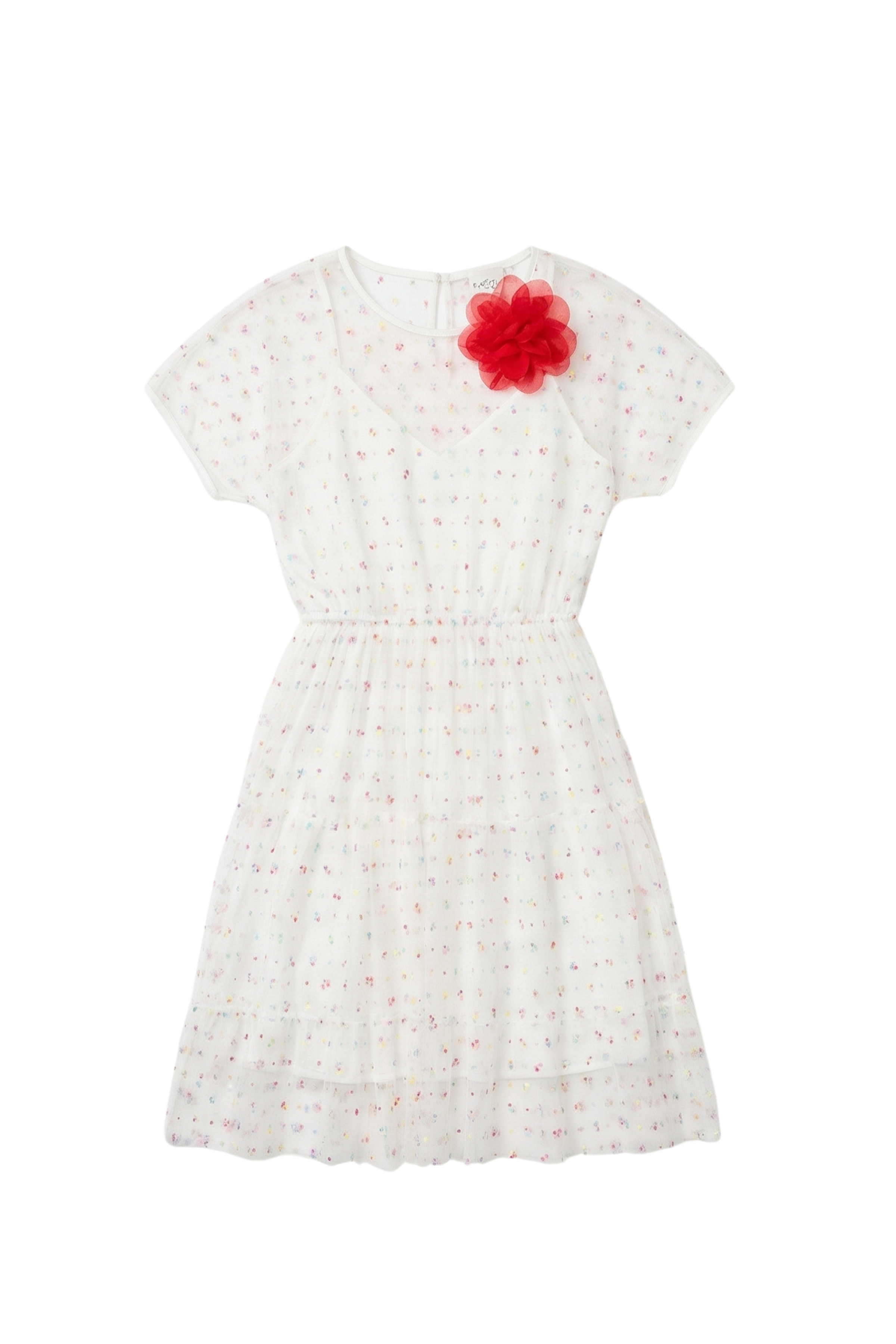 Vestido blanco corto translucido estampado flores LolitasyL