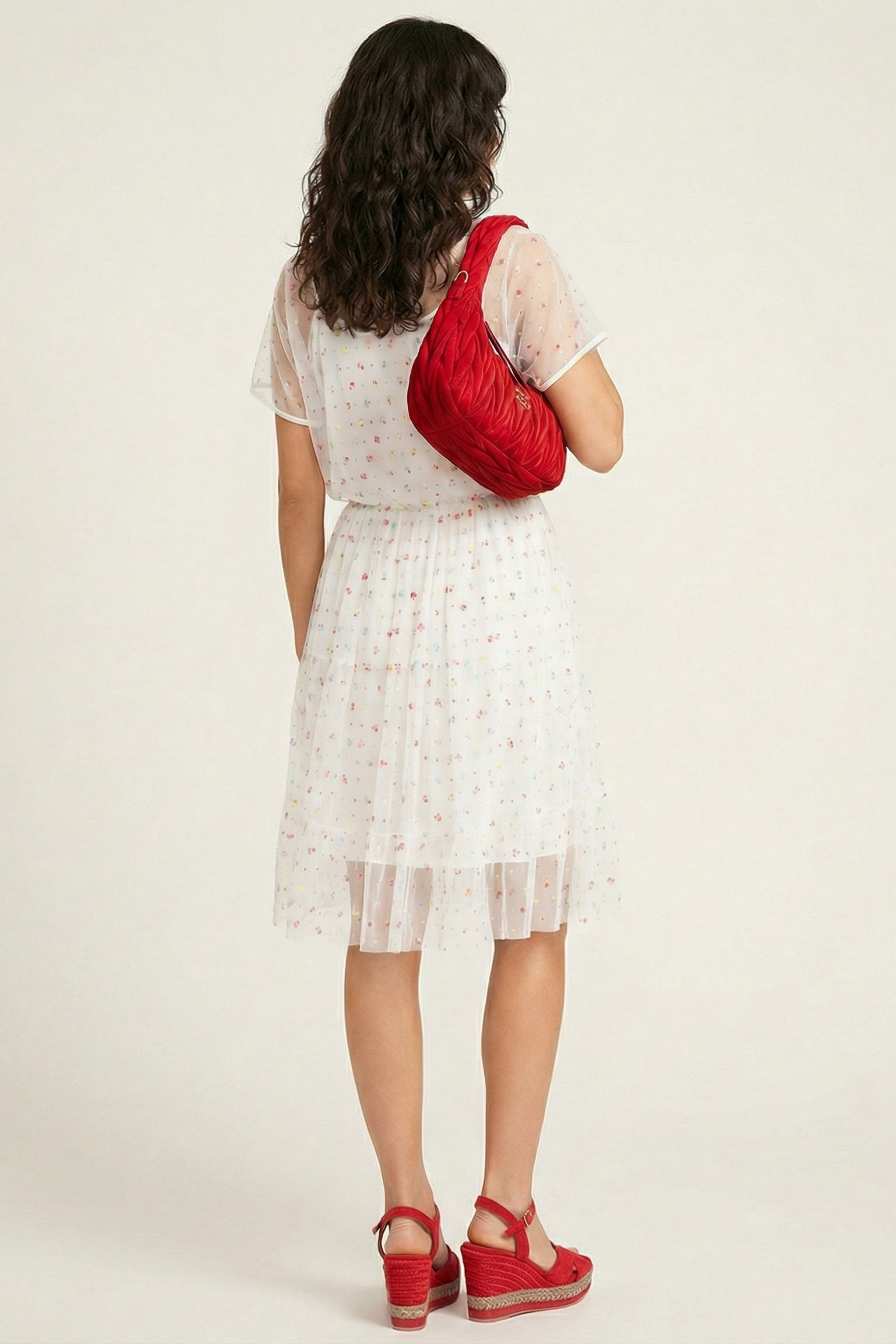 Vestido blanco corto translucido estampado flores LolitasyL