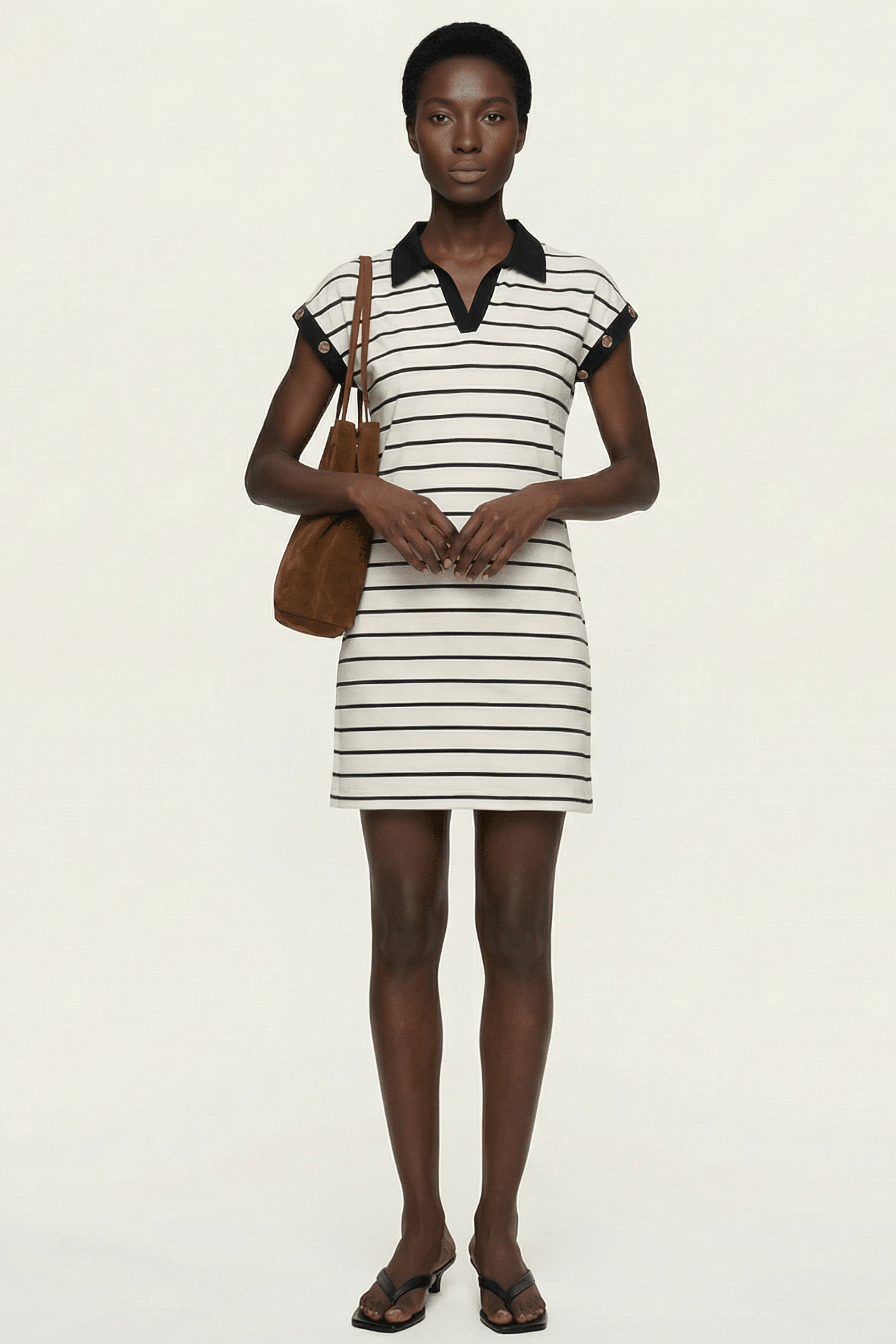 Vestido blanco de rayas escote polo Lolitas&L - lolitasyl.com