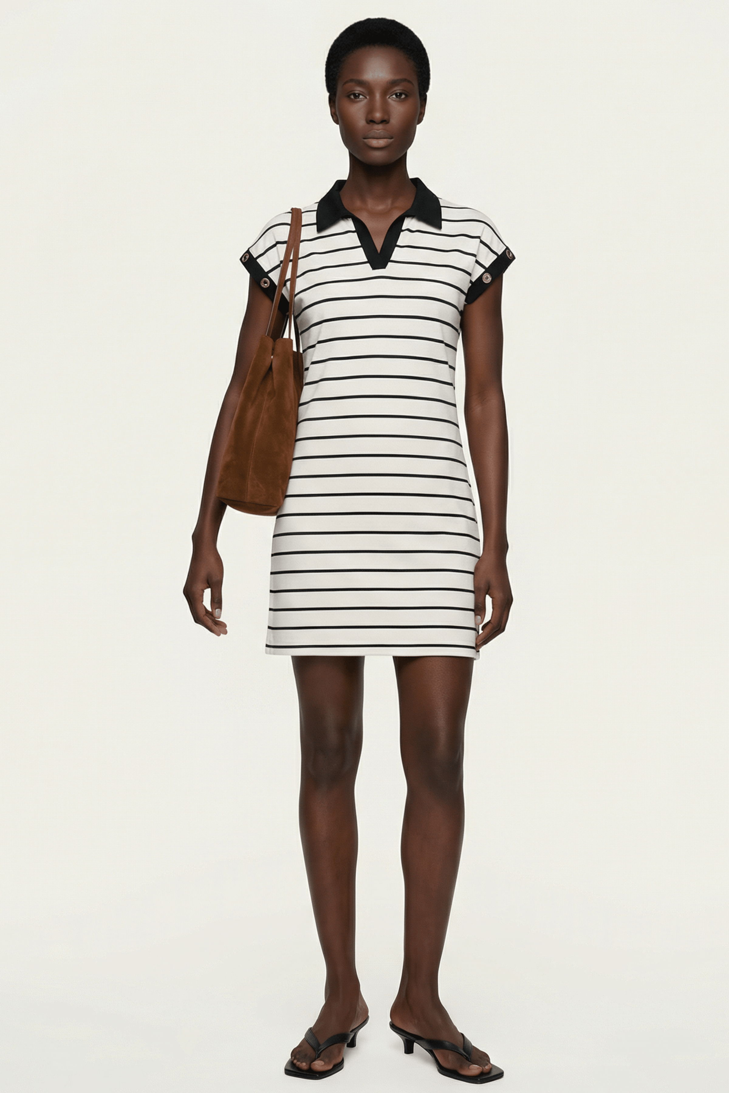 Vestido blanco de rayas escote polo Lolitas&L - lolitasyl.com