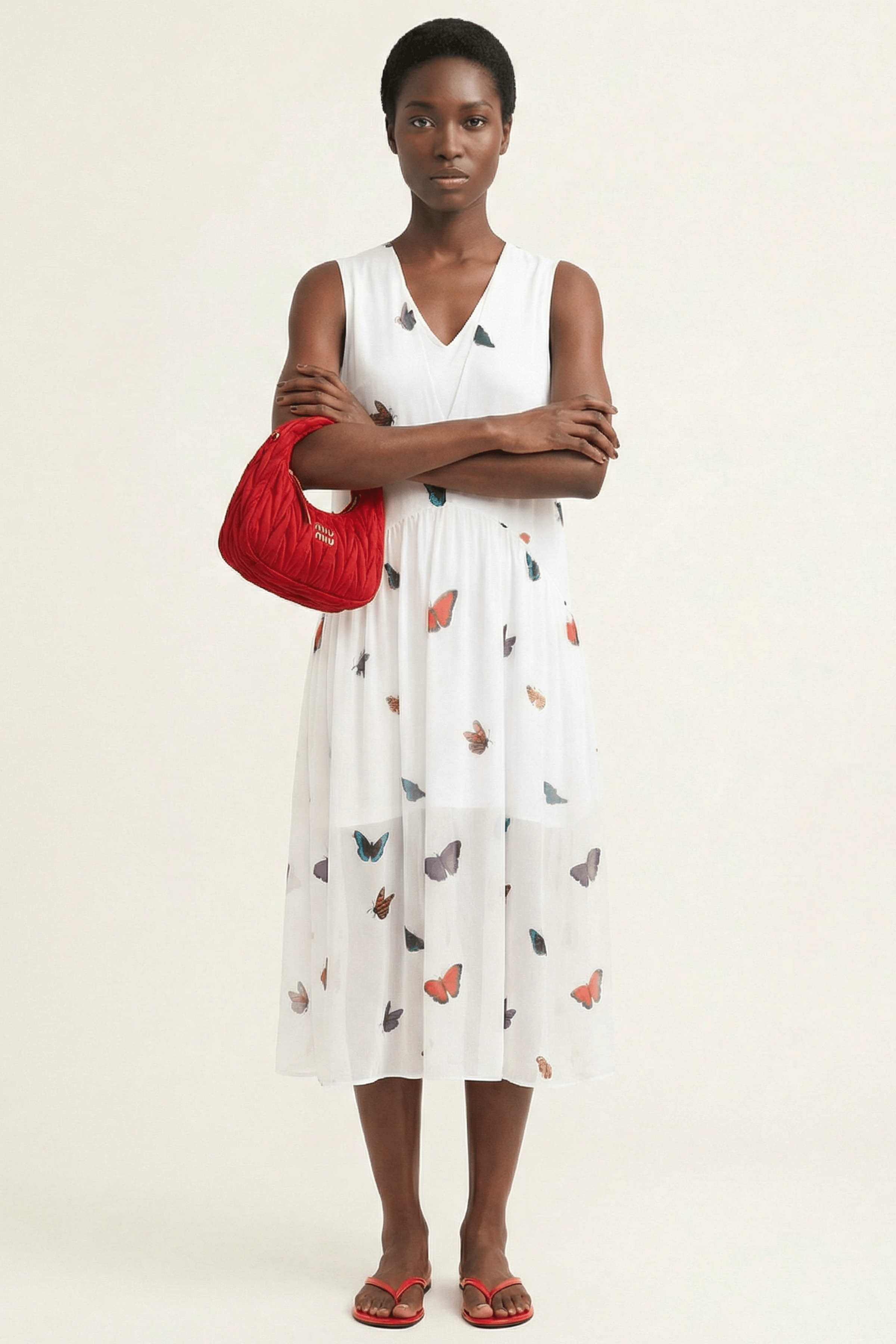 Vestido blanco estampado butterfly sin mangas Lolitas&L - lolitasyl.com