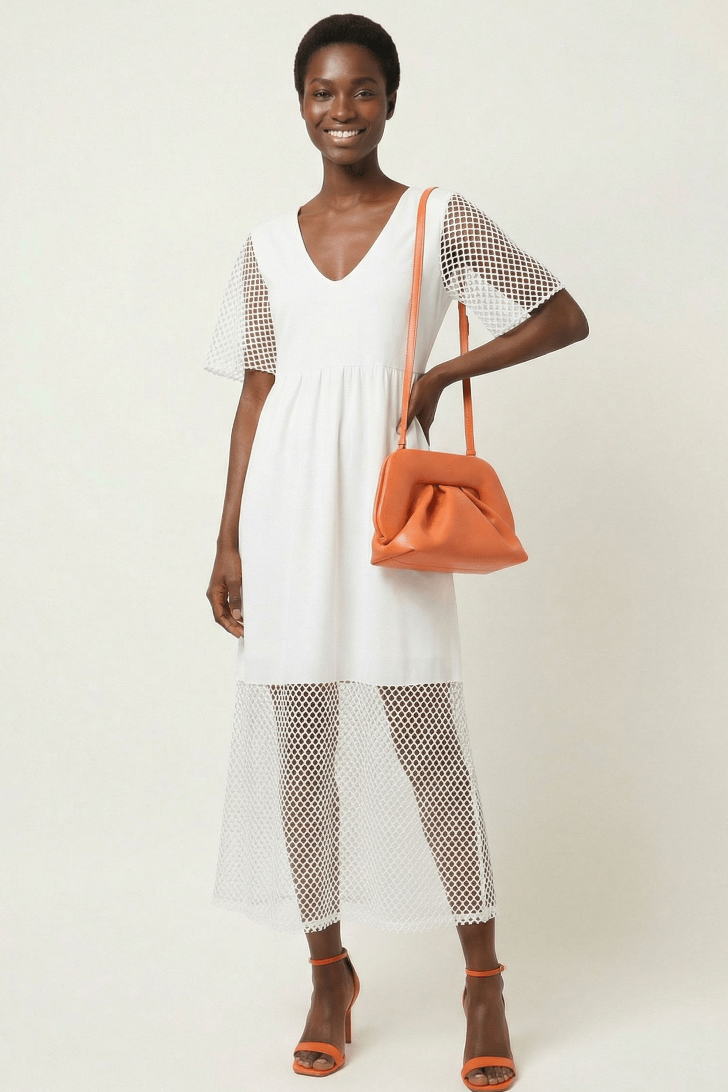 Vestido blanco largo mixto con rejilla y algodon Lolitas&L - lolitasyl.com