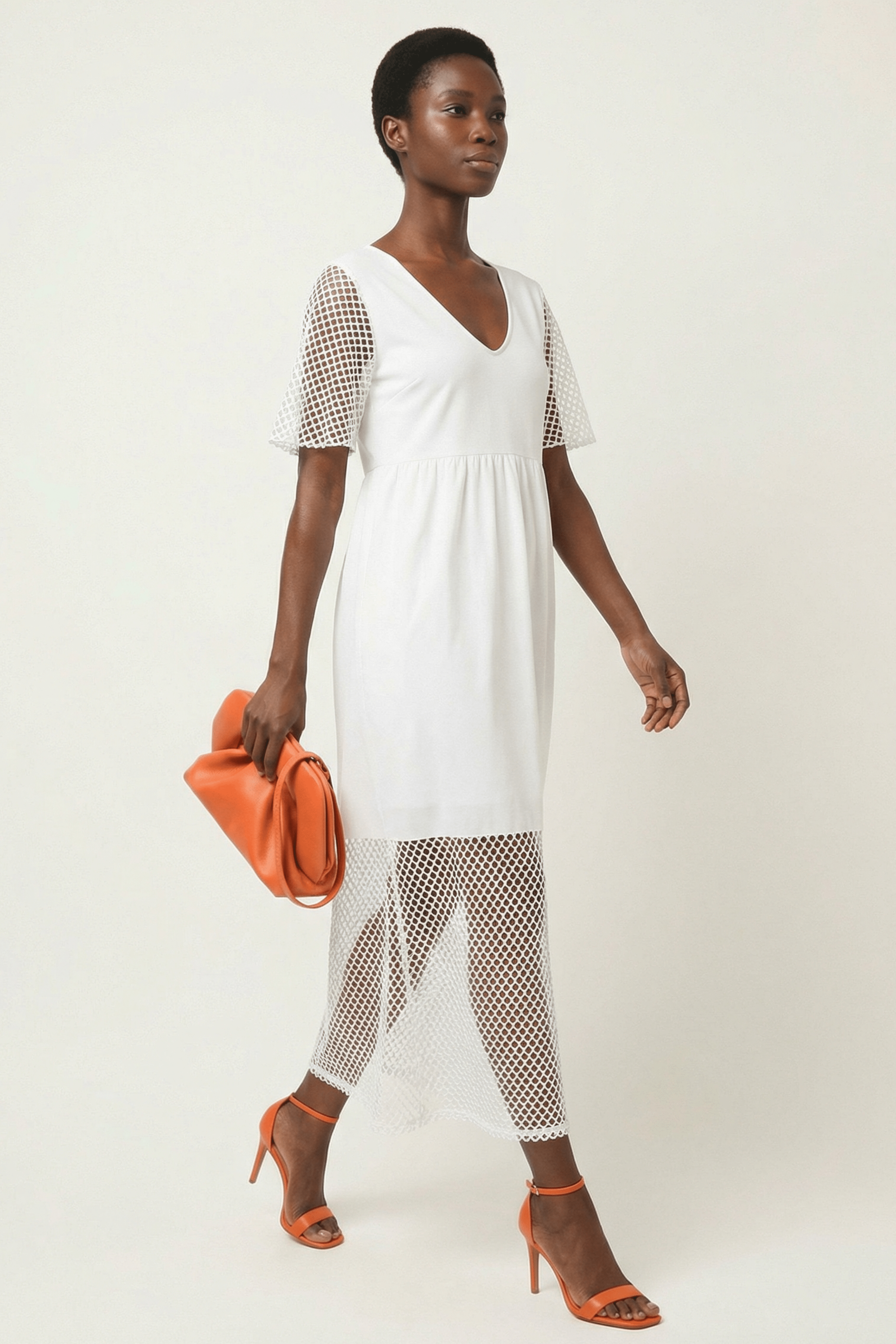 Vestido blanco largo mixto con rejilla y algodon Lolitas&L - lolitasyl.com