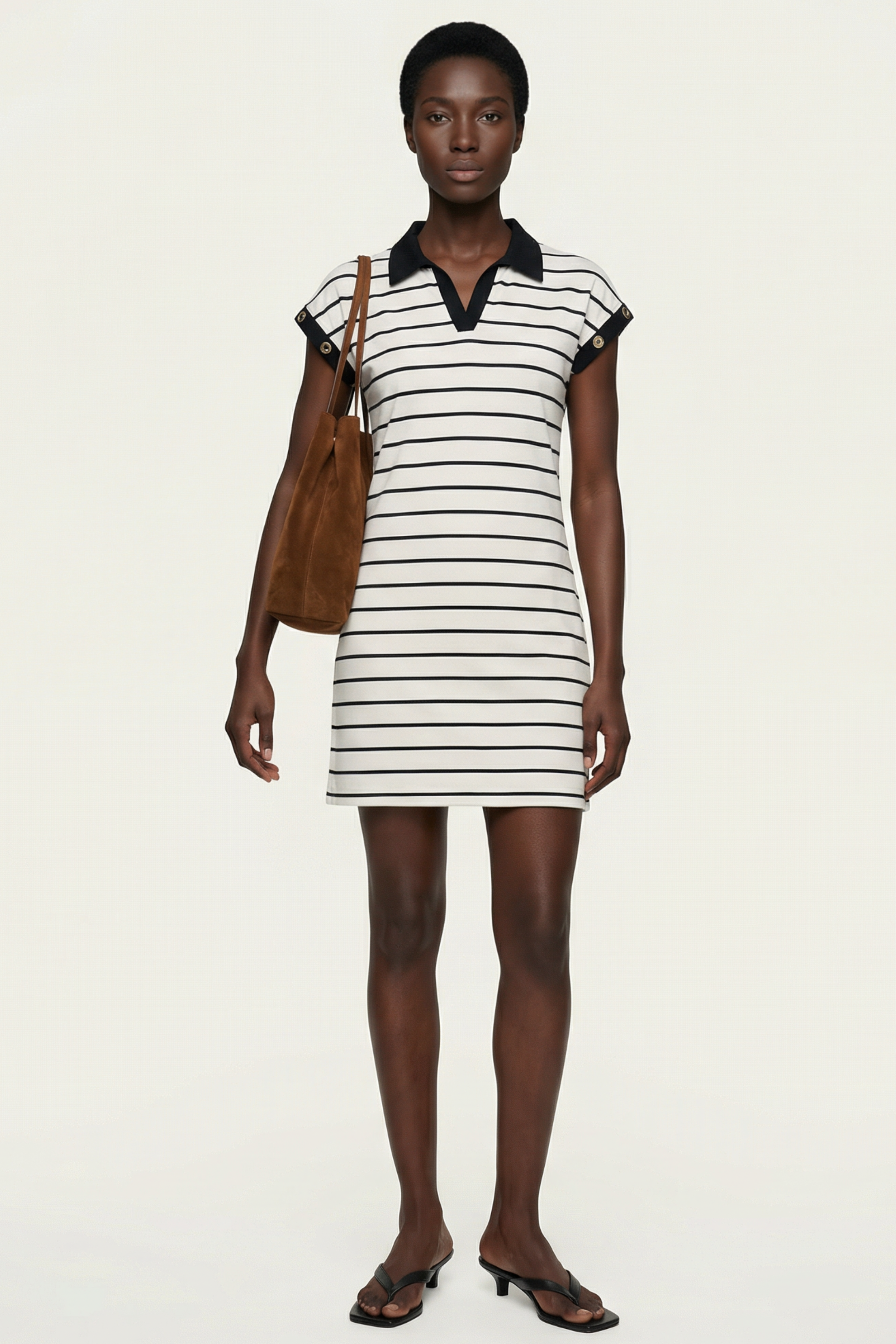 Vestido blanco de rayas escote polo Lolitas&L