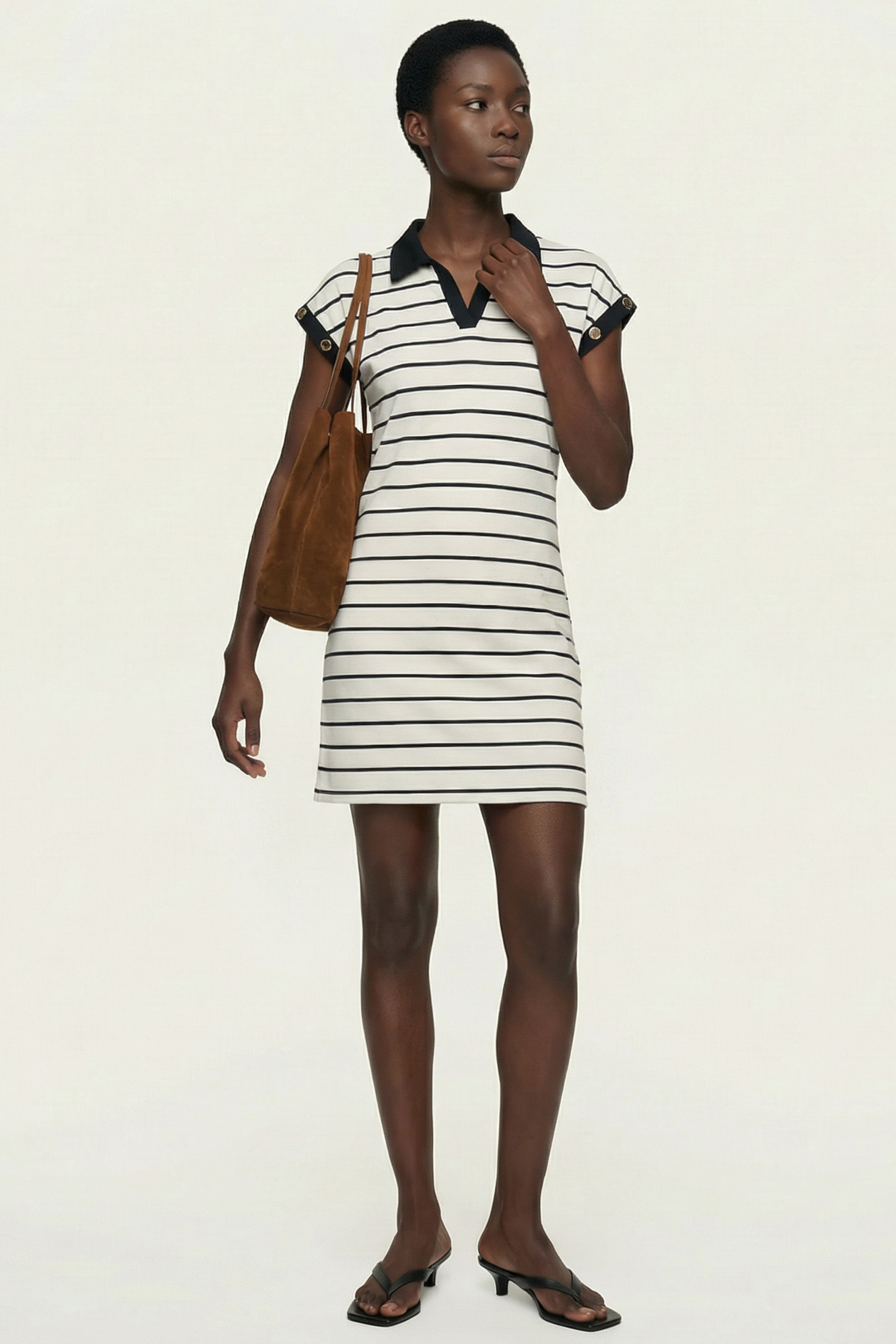 Vestido blanco de rayas escote polo Lolitas&L